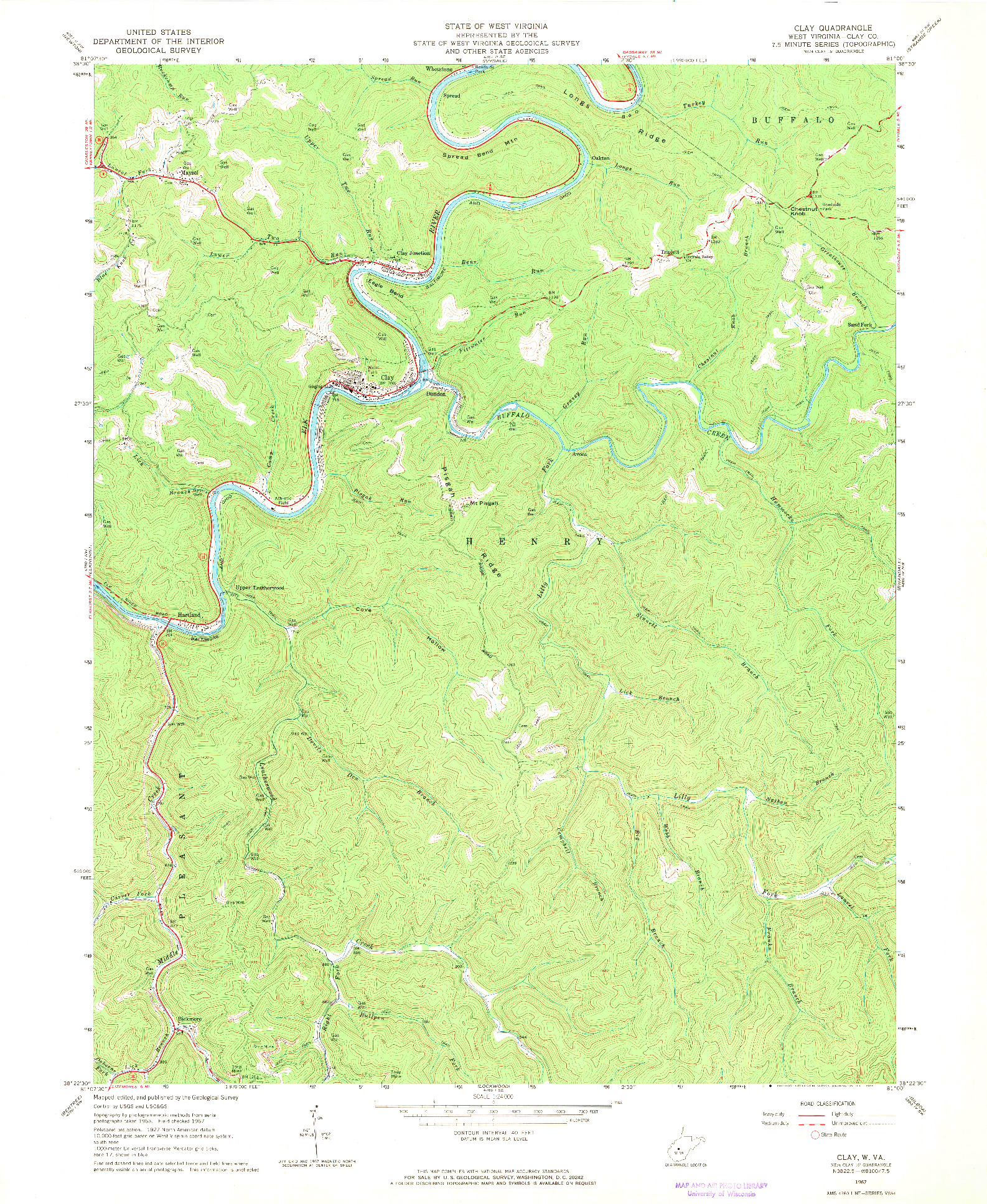 USGS 1:24000-SCALE QUADRANGLE FOR CLAY, WV 1967