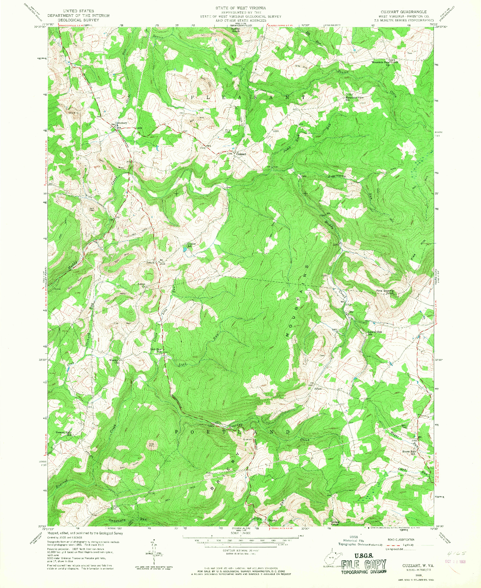 USGS 1:24000-SCALE QUADRANGLE FOR CUZZART, WV 1959