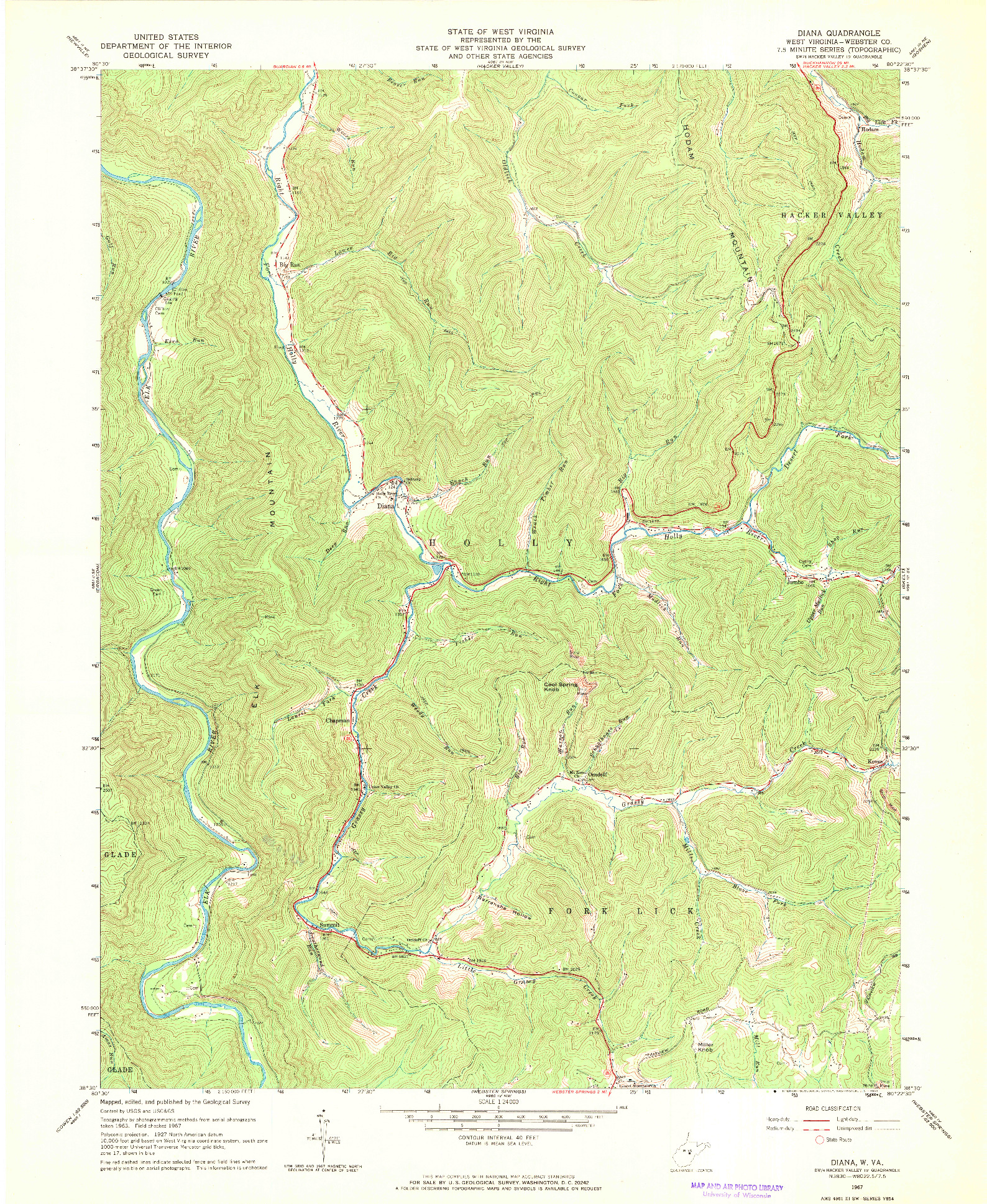 USGS 1:24000-SCALE QUADRANGLE FOR DIANA, WV 1967