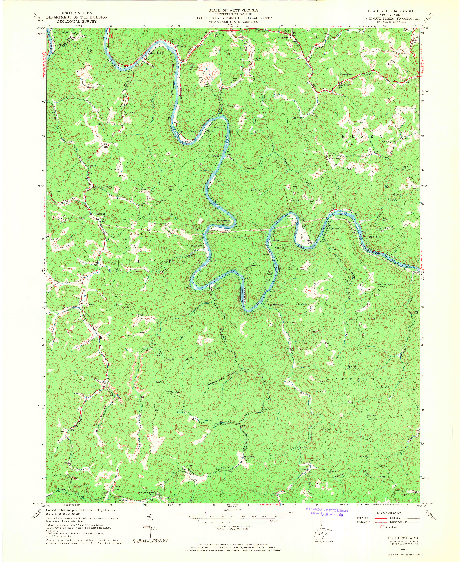 USGS 1:24000-SCALE QUADRANGLE FOR ELKHURST, WV 1967