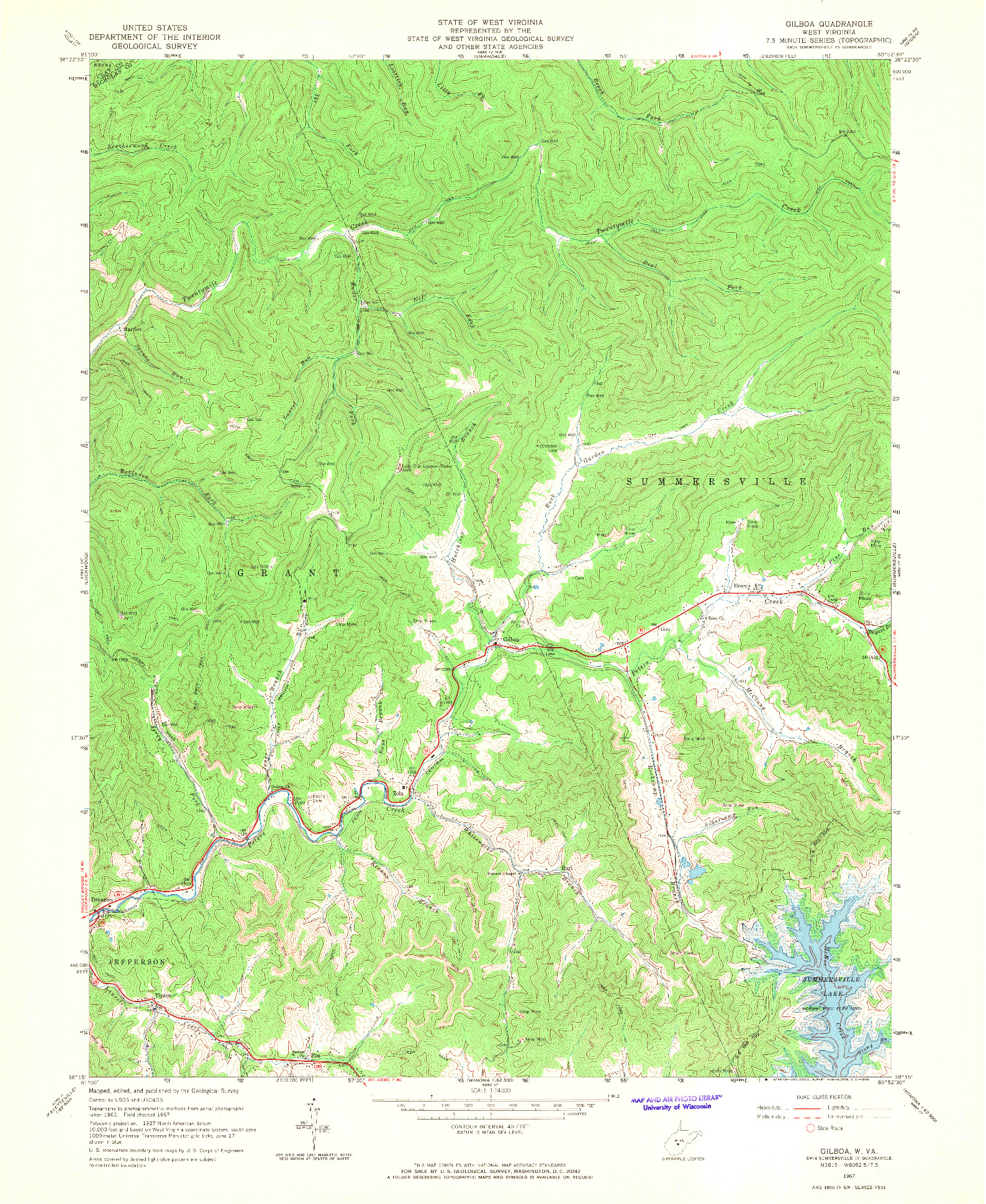 USGS 1:24000-SCALE QUADRANGLE FOR GILBOA, WV 1967