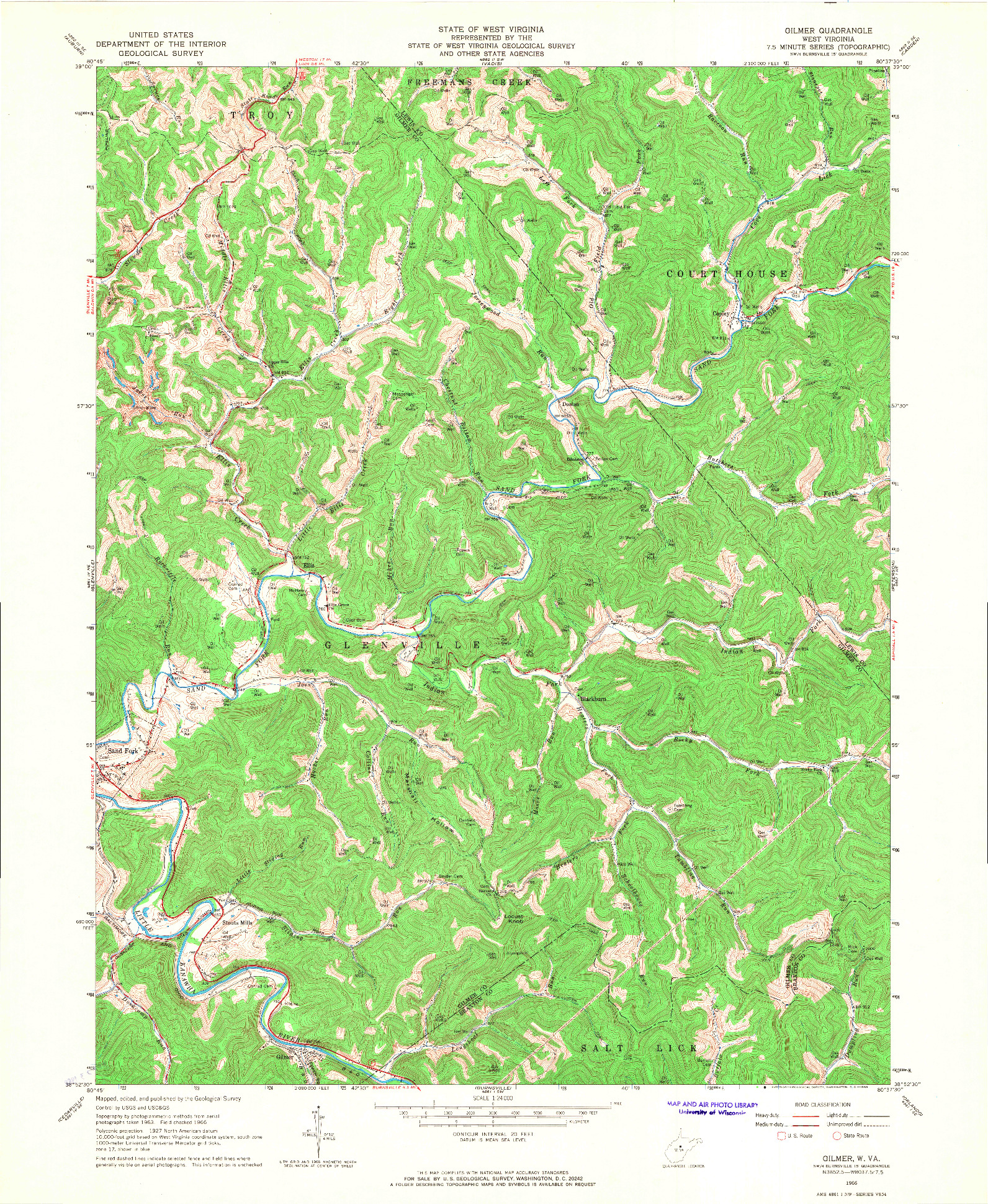 USGS 1:24000-SCALE QUADRANGLE FOR GILMER, WV 1966