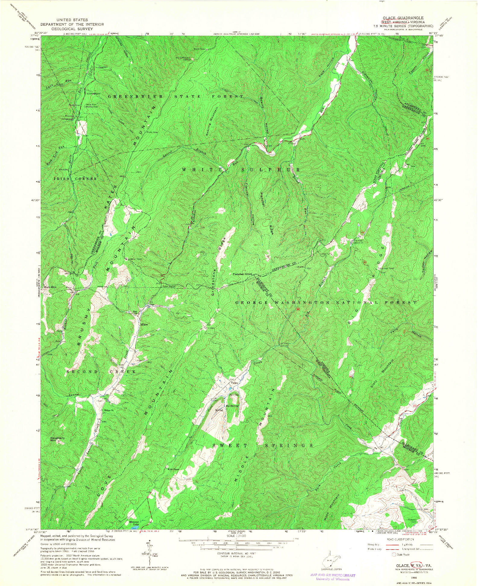 USGS 1:24000-SCALE QUADRANGLE FOR GLACE, WV 1966