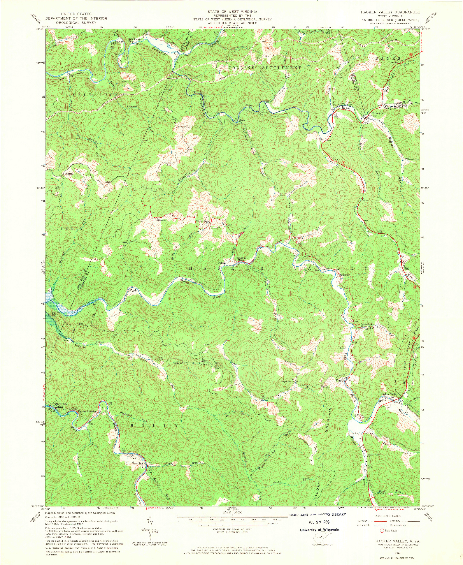 USGS 1:24000-SCALE QUADRANGLE FOR HACKER VALLEY, WV 1967