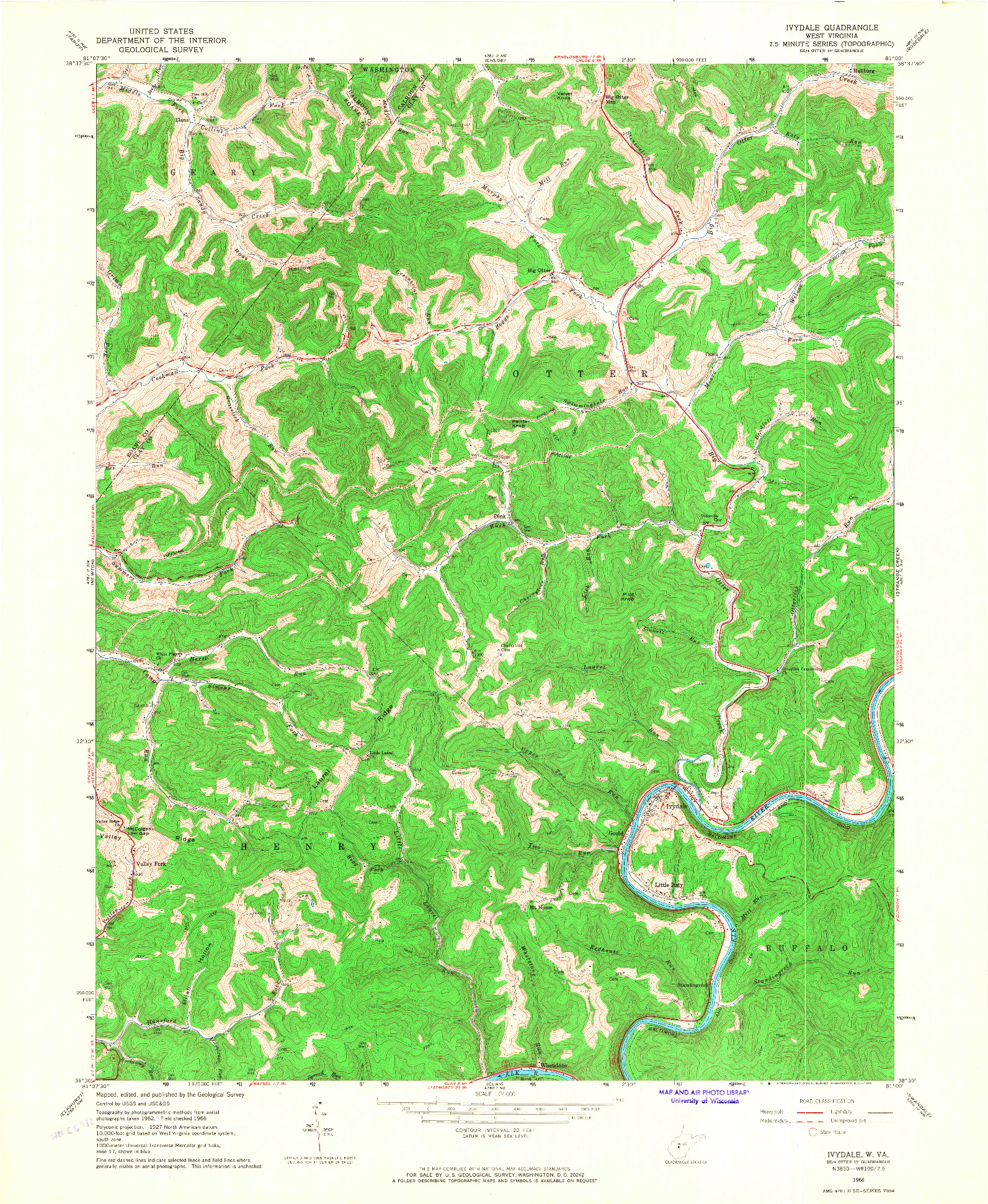 USGS 1:24000-SCALE QUADRANGLE FOR IVYDALE, WV 1966