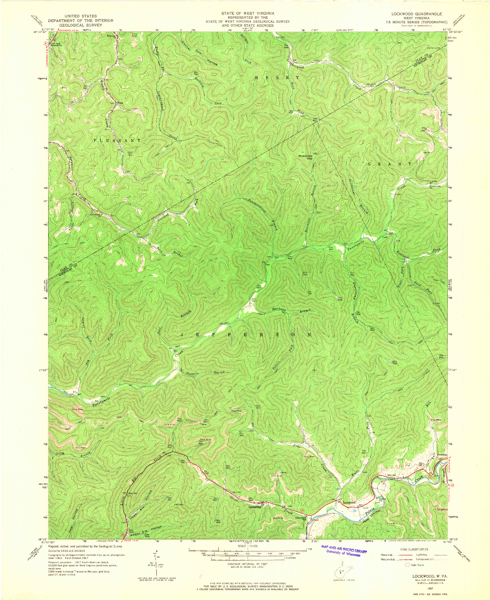 USGS 1:24000-SCALE QUADRANGLE FOR LOCKWOOD, WV 1967