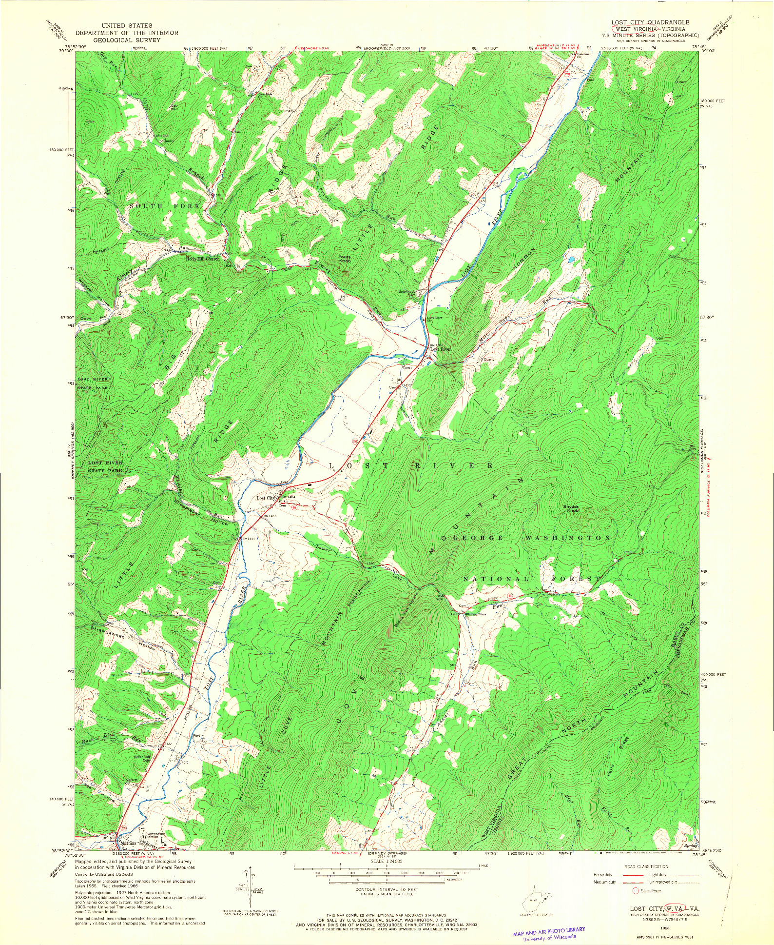 USGS 1:24000-SCALE QUADRANGLE FOR LOST CITY, WV 1966