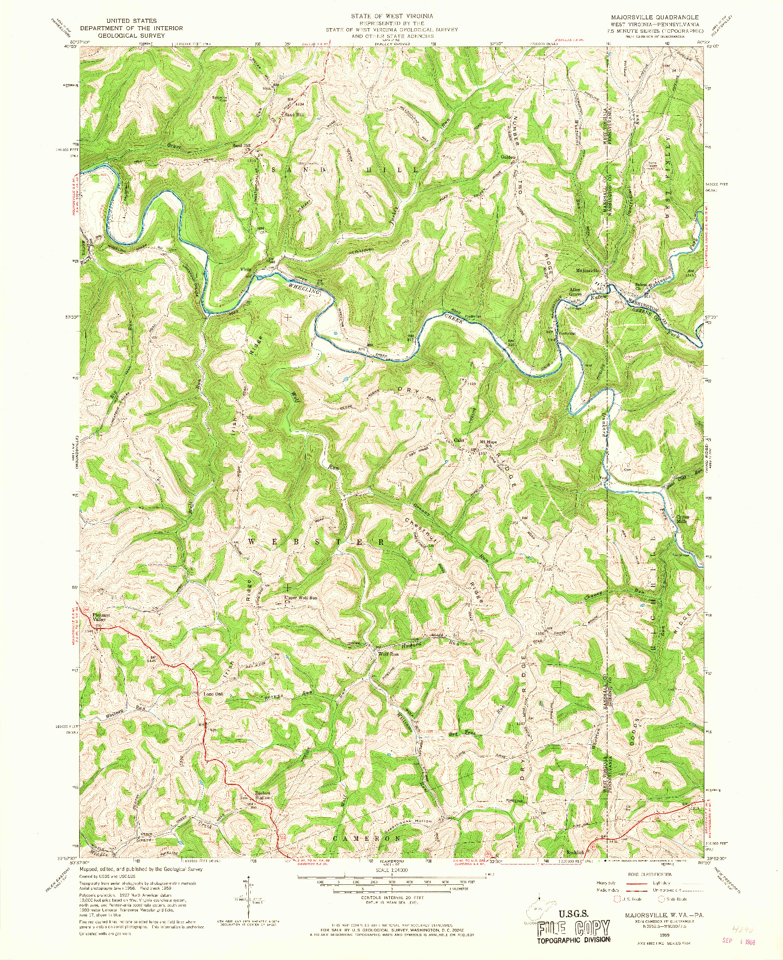 USGS 1:24000-SCALE QUADRANGLE FOR MAJORSVILLE, WV 1959