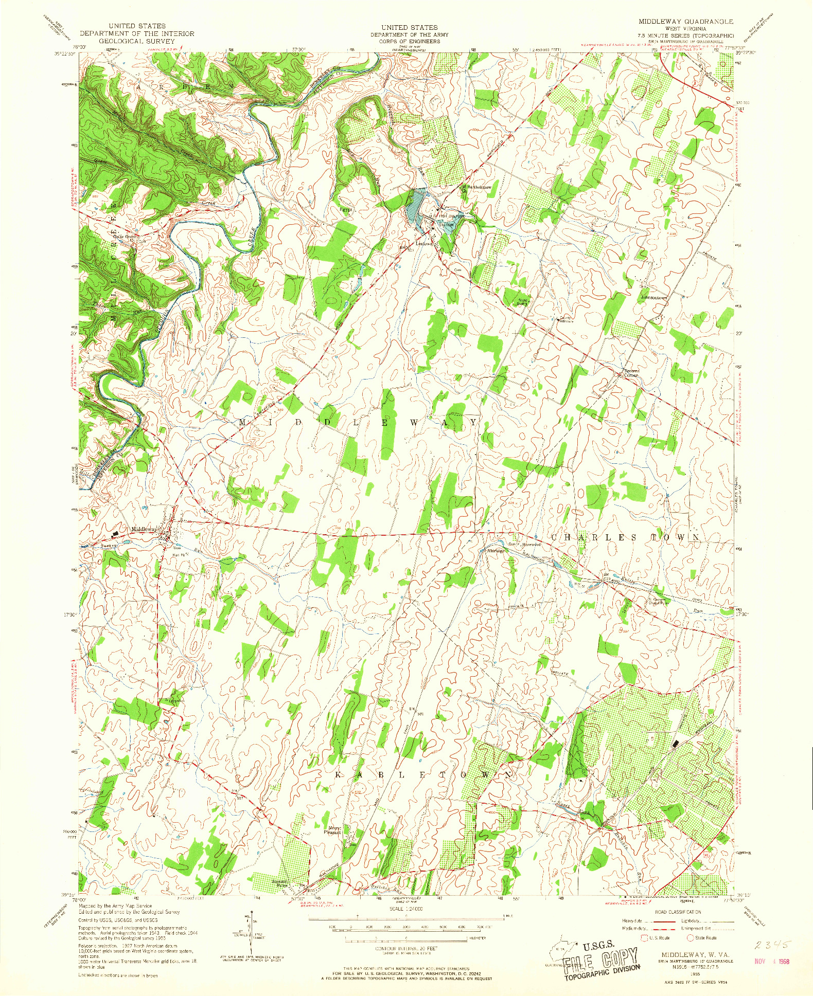 USGS 1:24000-SCALE QUADRANGLE FOR MIDDLEWAY, WV 1955