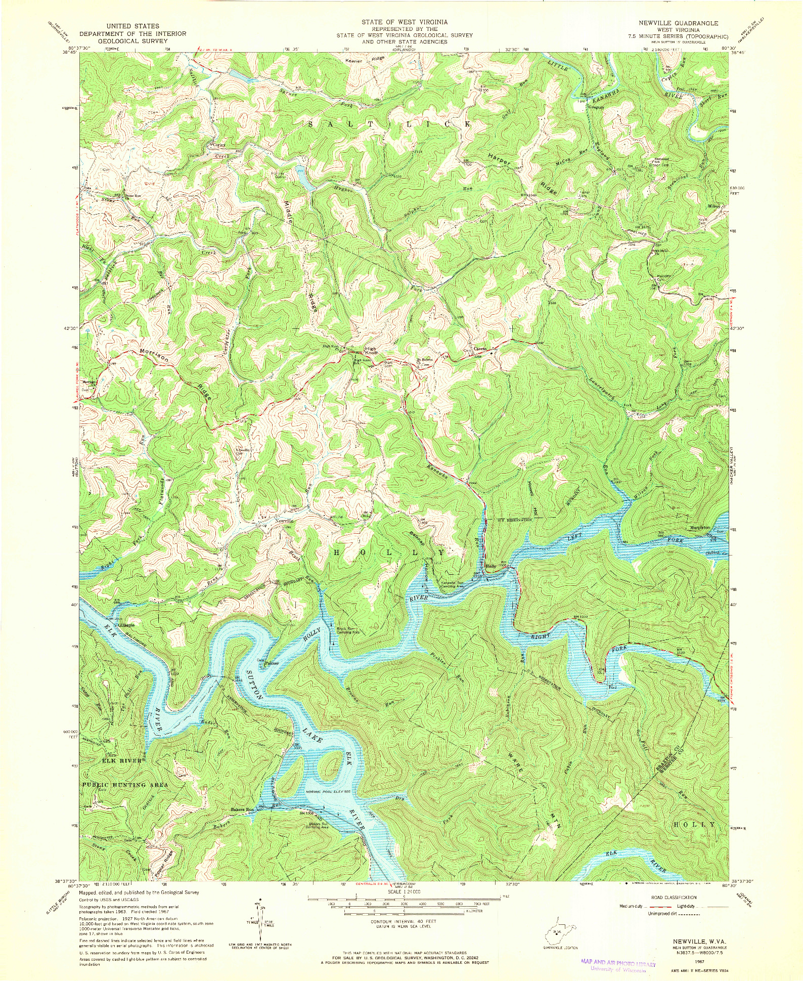 USGS 1:24000-SCALE QUADRANGLE FOR NEWVILLE, WV 1967