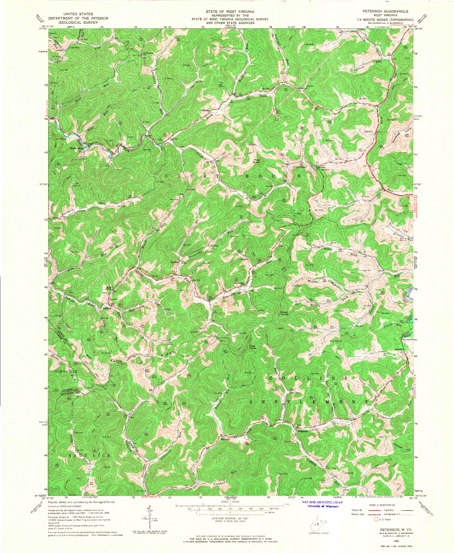 USGS 1:24000-SCALE QUADRANGLE FOR PETERSON, WV 1966