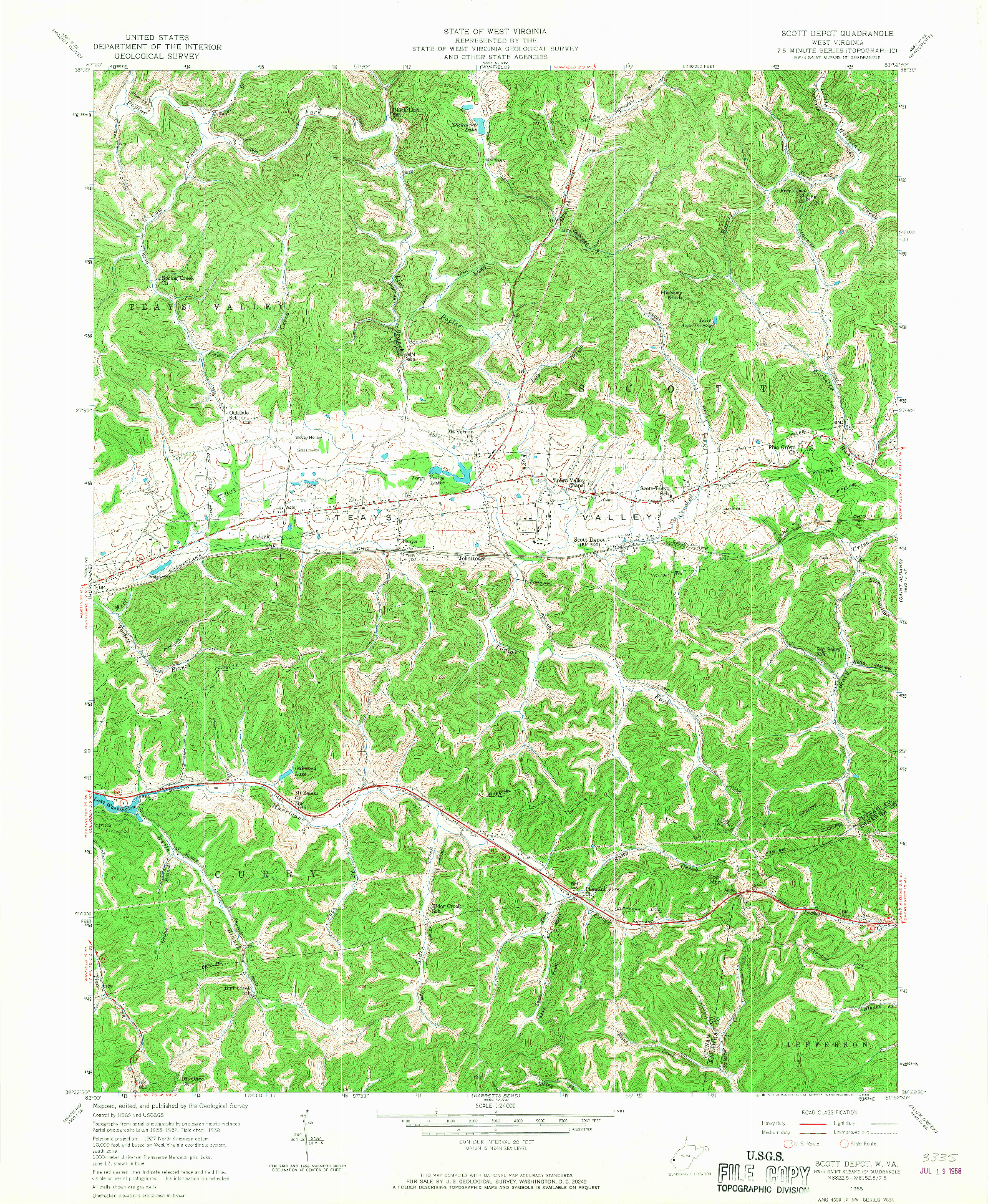 USGS 1:24000-SCALE QUADRANGLE FOR SCOTT DEPOT, WV 1958