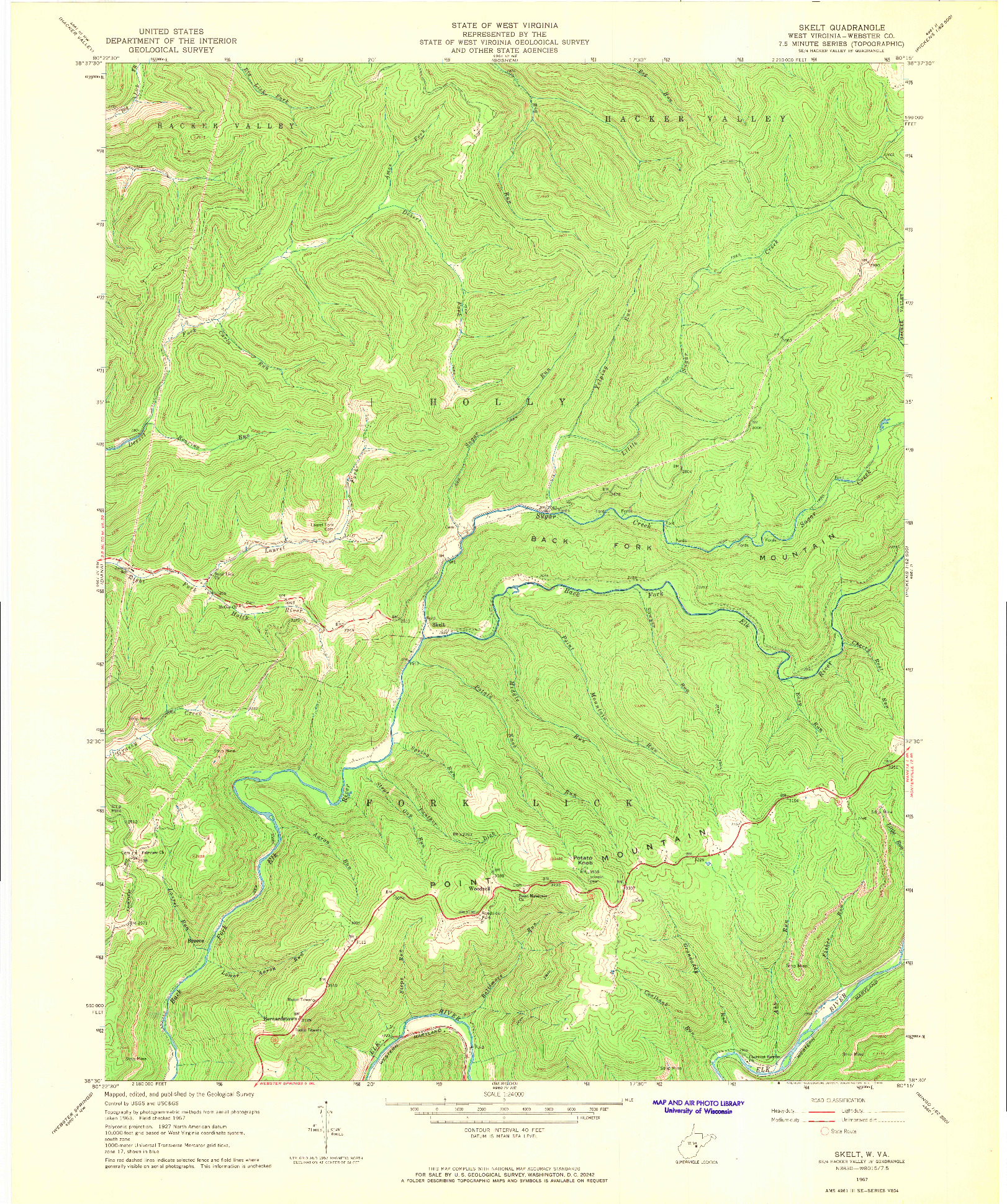USGS 1:24000-SCALE QUADRANGLE FOR SKELT, WV 1967
