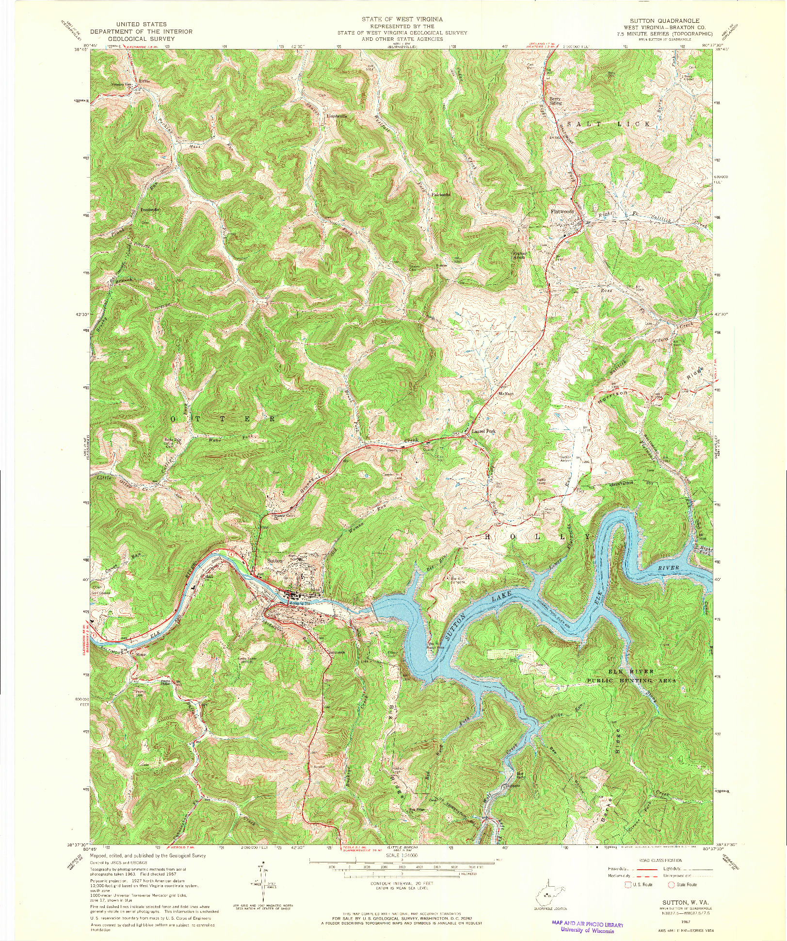 USGS 1:24000-SCALE QUADRANGLE FOR SUTTON, WV 1967
