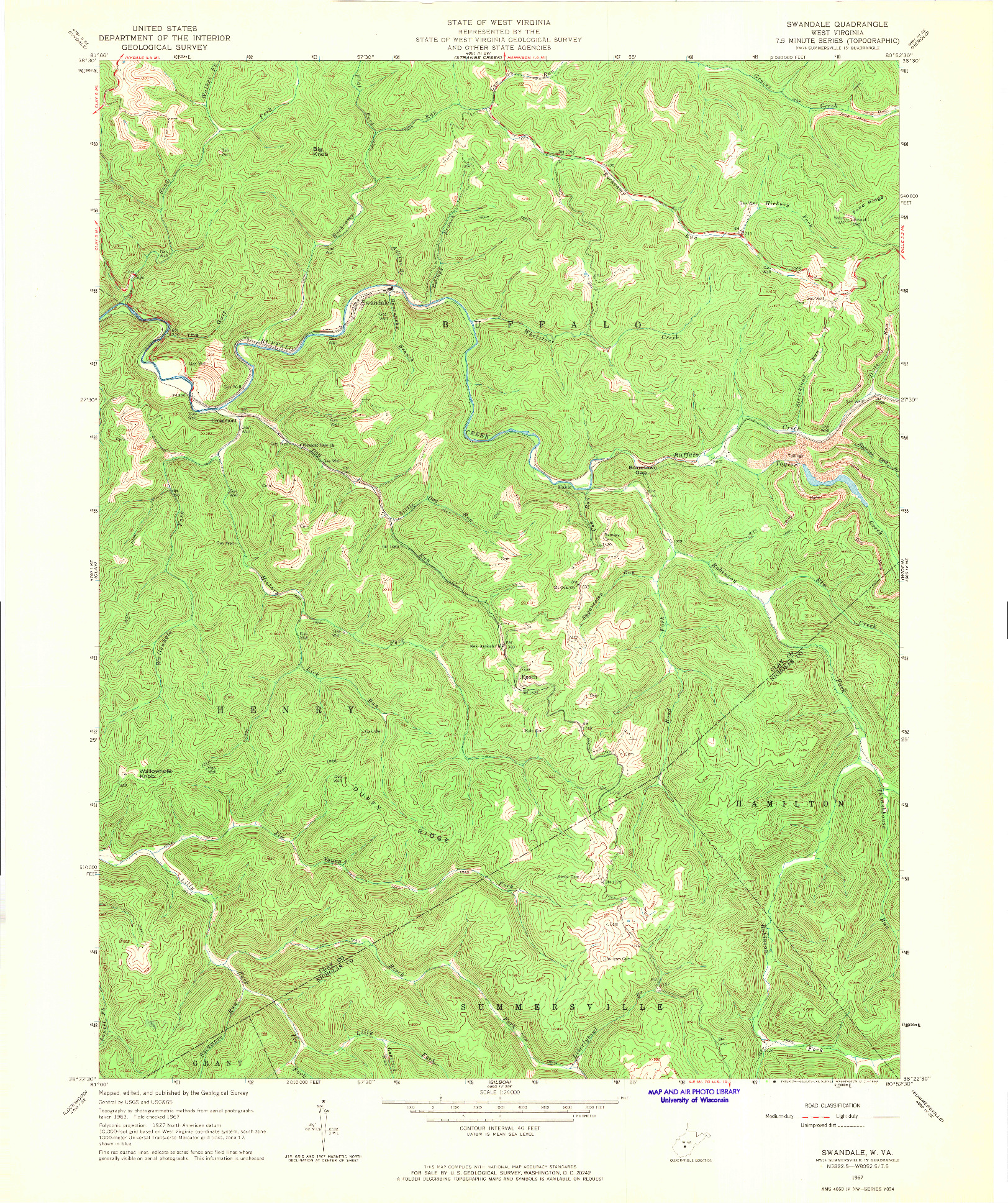 USGS 1:24000-SCALE QUADRANGLE FOR SWANDALE, WV 1967