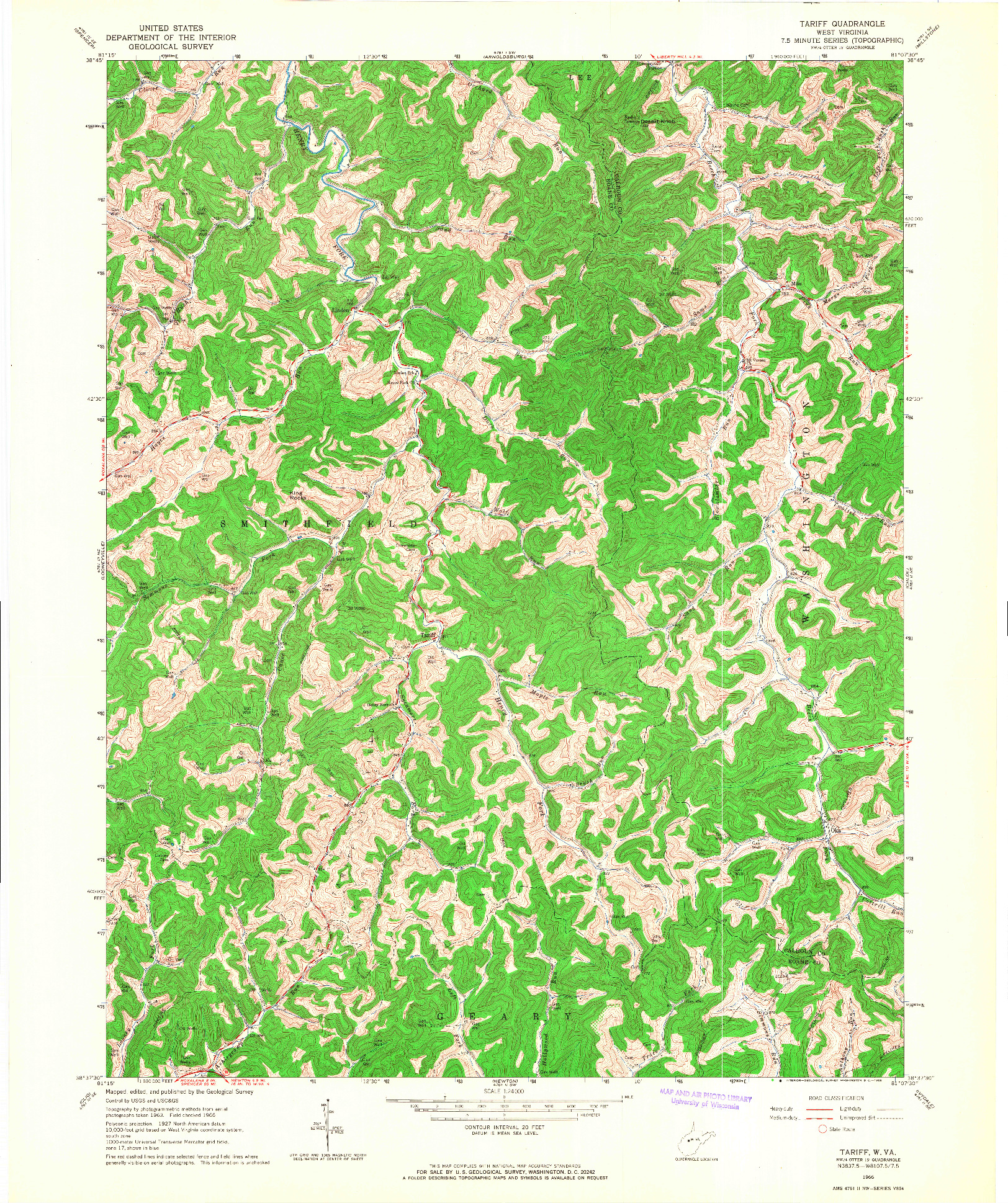 USGS 1:24000-SCALE QUADRANGLE FOR TARIFF, WV 1966