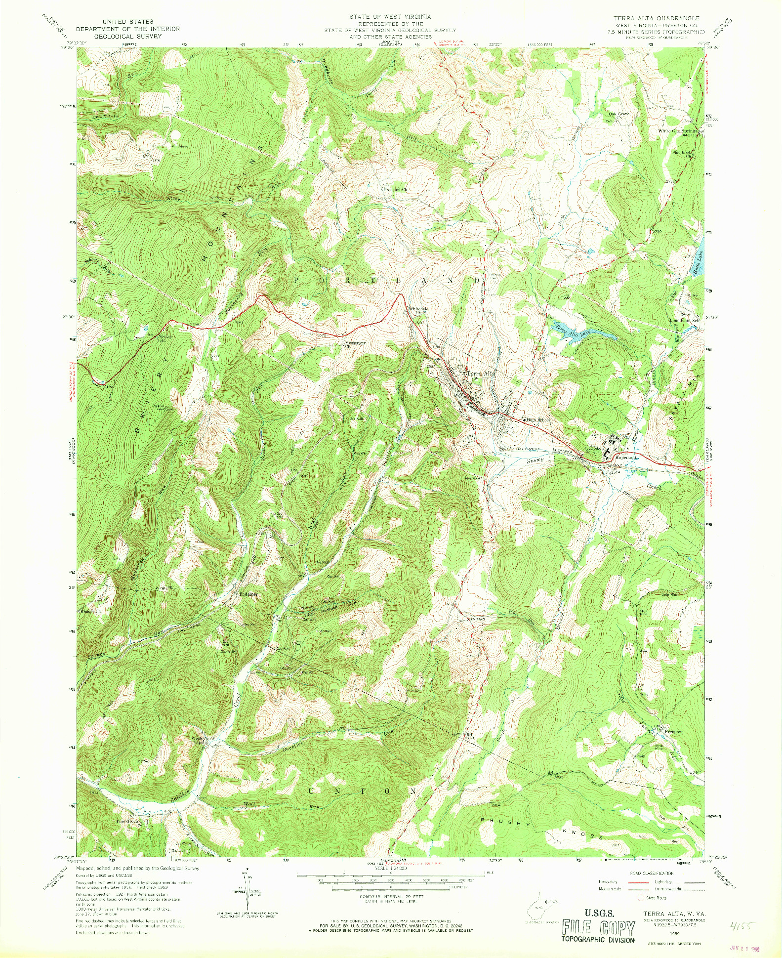 USGS 1:24000-SCALE QUADRANGLE FOR TERRA ALTA, WV 1959