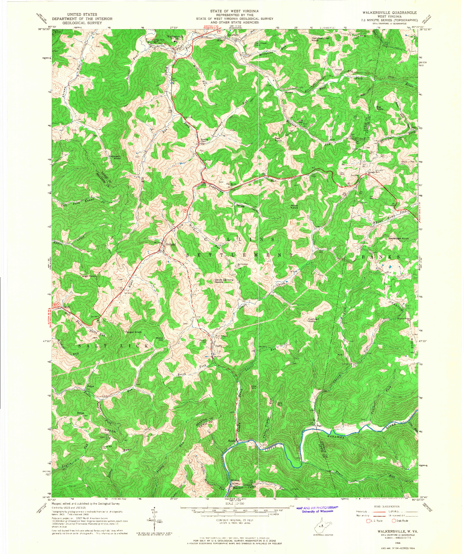 USGS 1:24000-SCALE QUADRANGLE FOR WALKERSVILLE, WV 1966