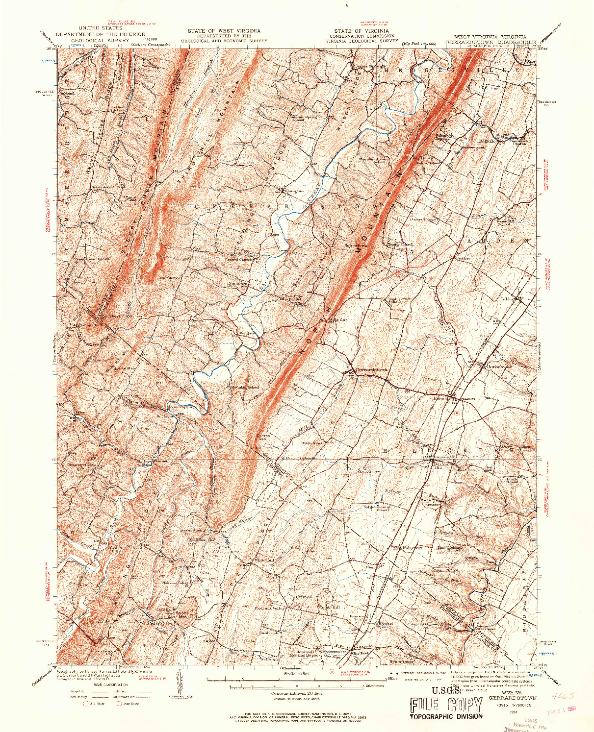 USGS 1:62500-SCALE QUADRANGLE FOR GERRARDSTOWN, WV 1937