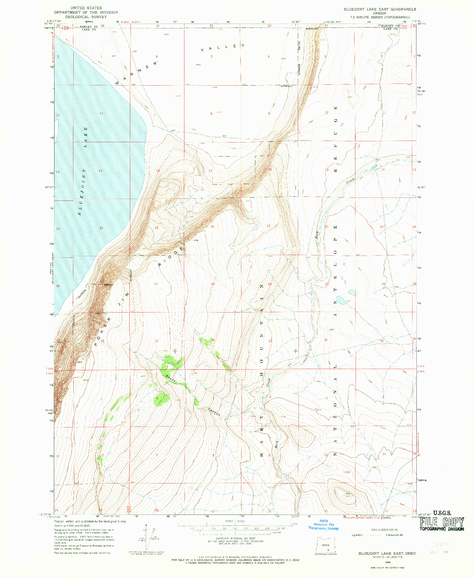 USGS 1:24000-SCALE QUADRANGLE FOR BLUEJOINT LAKE EAST, OR 1966