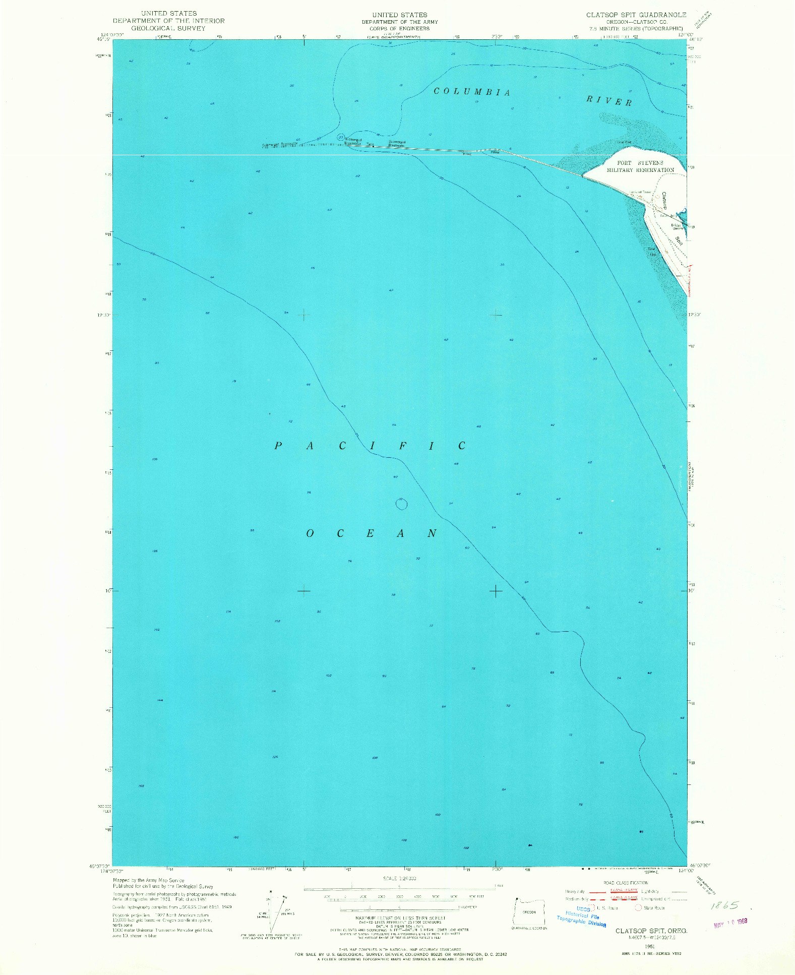 USGS 1:24000-SCALE QUADRANGLE FOR CLATSOP SPIT, OR 1951