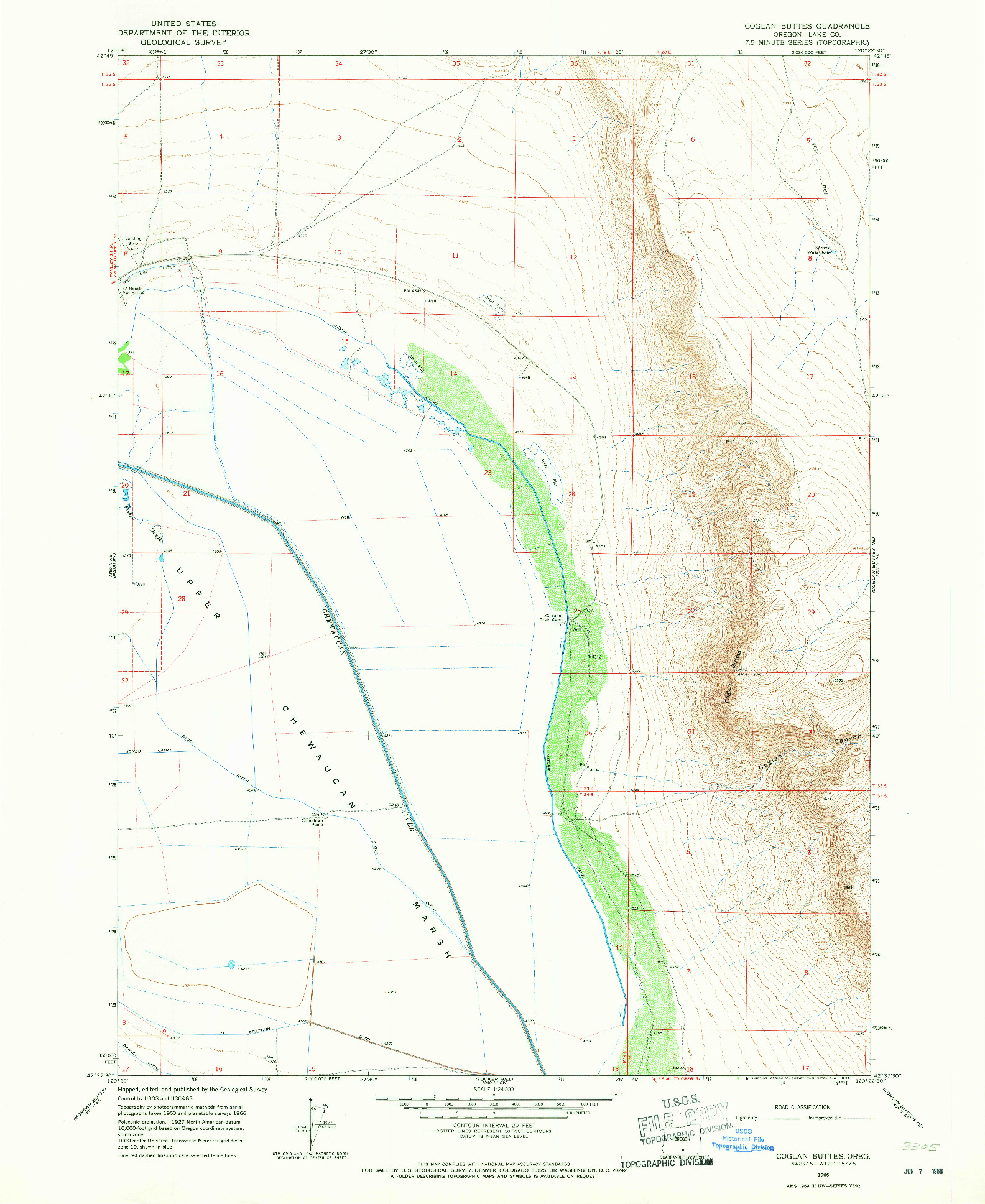 USGS 1:24000-SCALE QUADRANGLE FOR COGLAN BUTTES, OR 1966