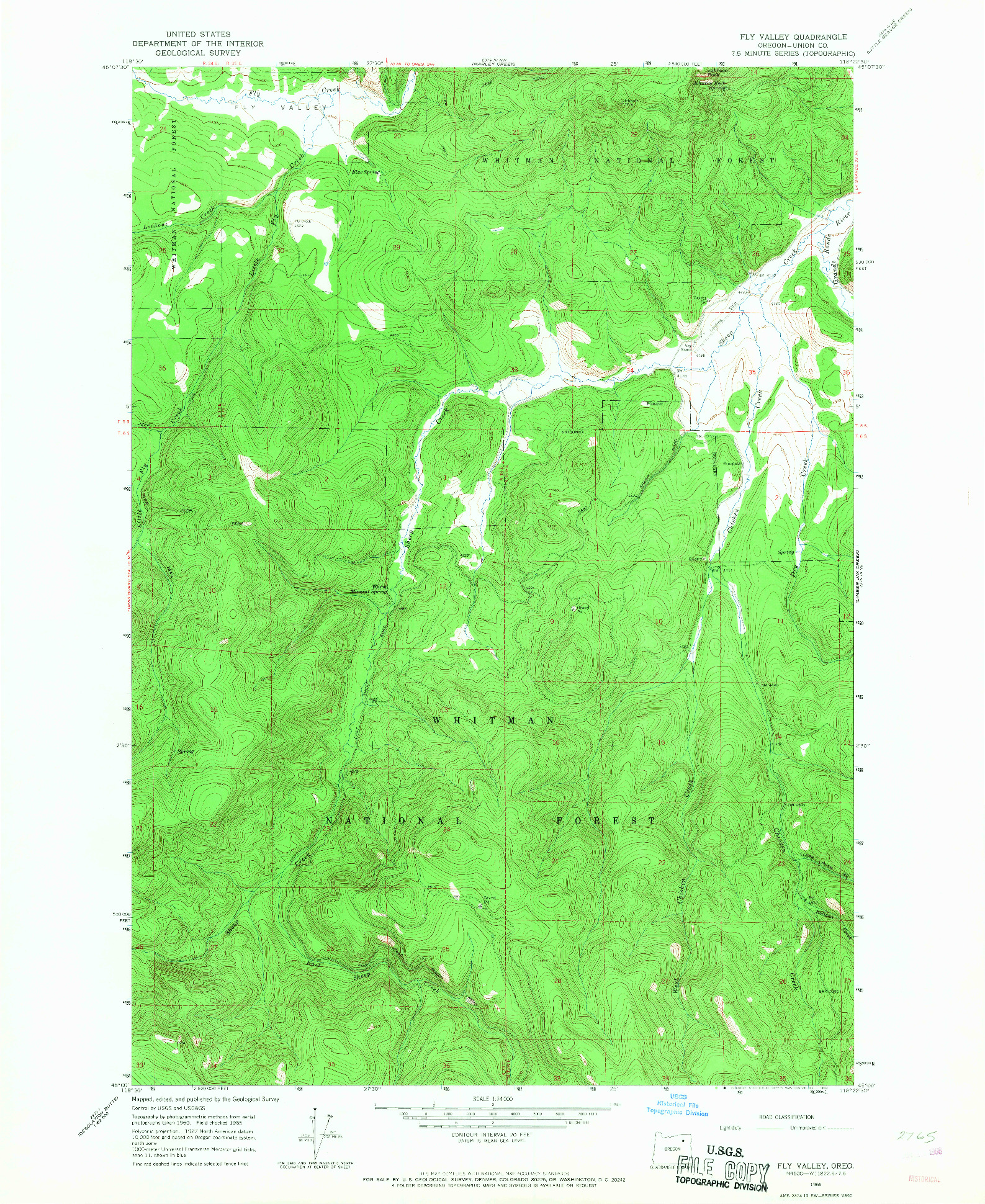 USGS 1:24000-SCALE QUADRANGLE FOR FLY VALLEY, OR 1965
