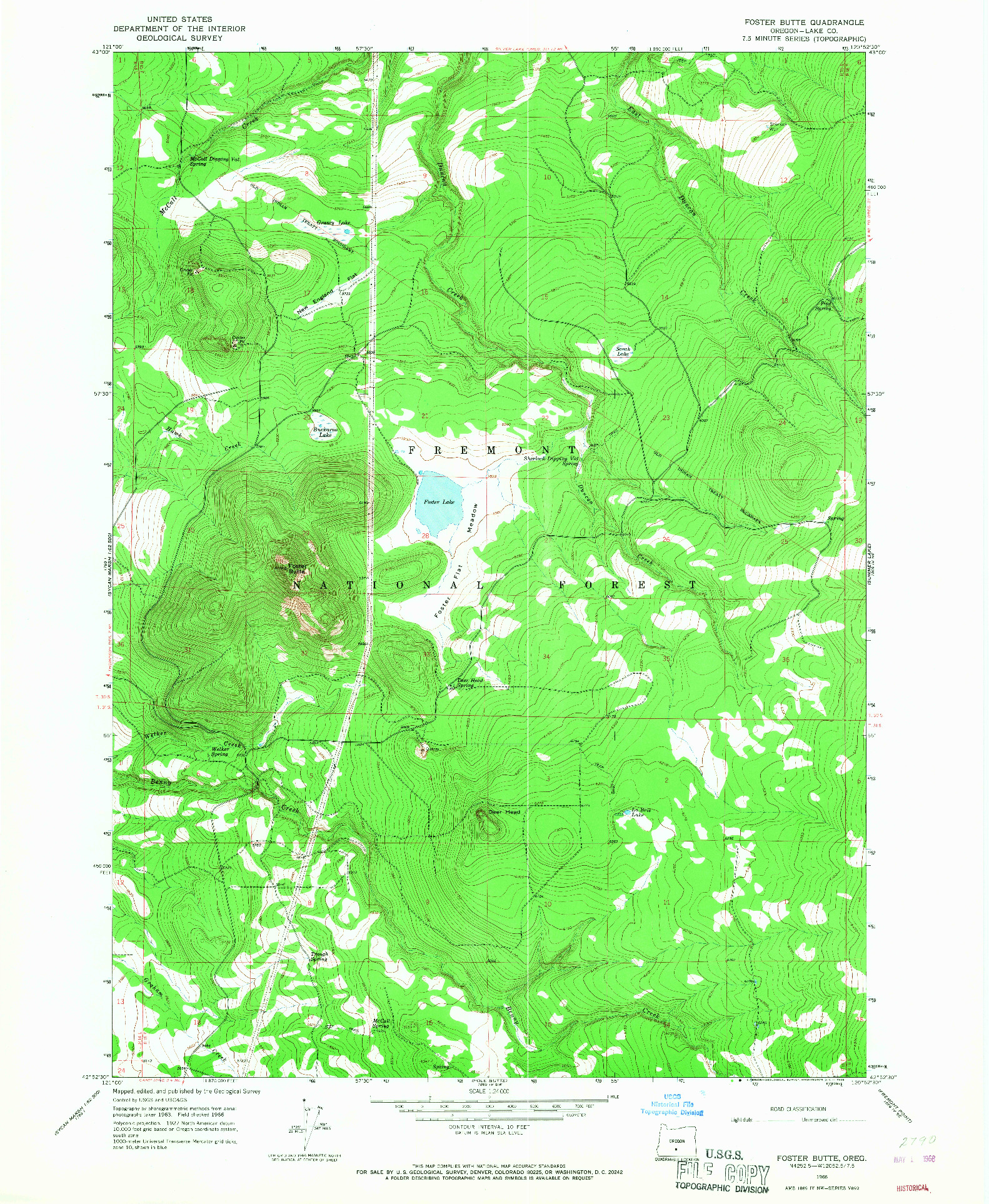 USGS 1:24000-SCALE QUADRANGLE FOR FOSTER BUTTE, OR 1966