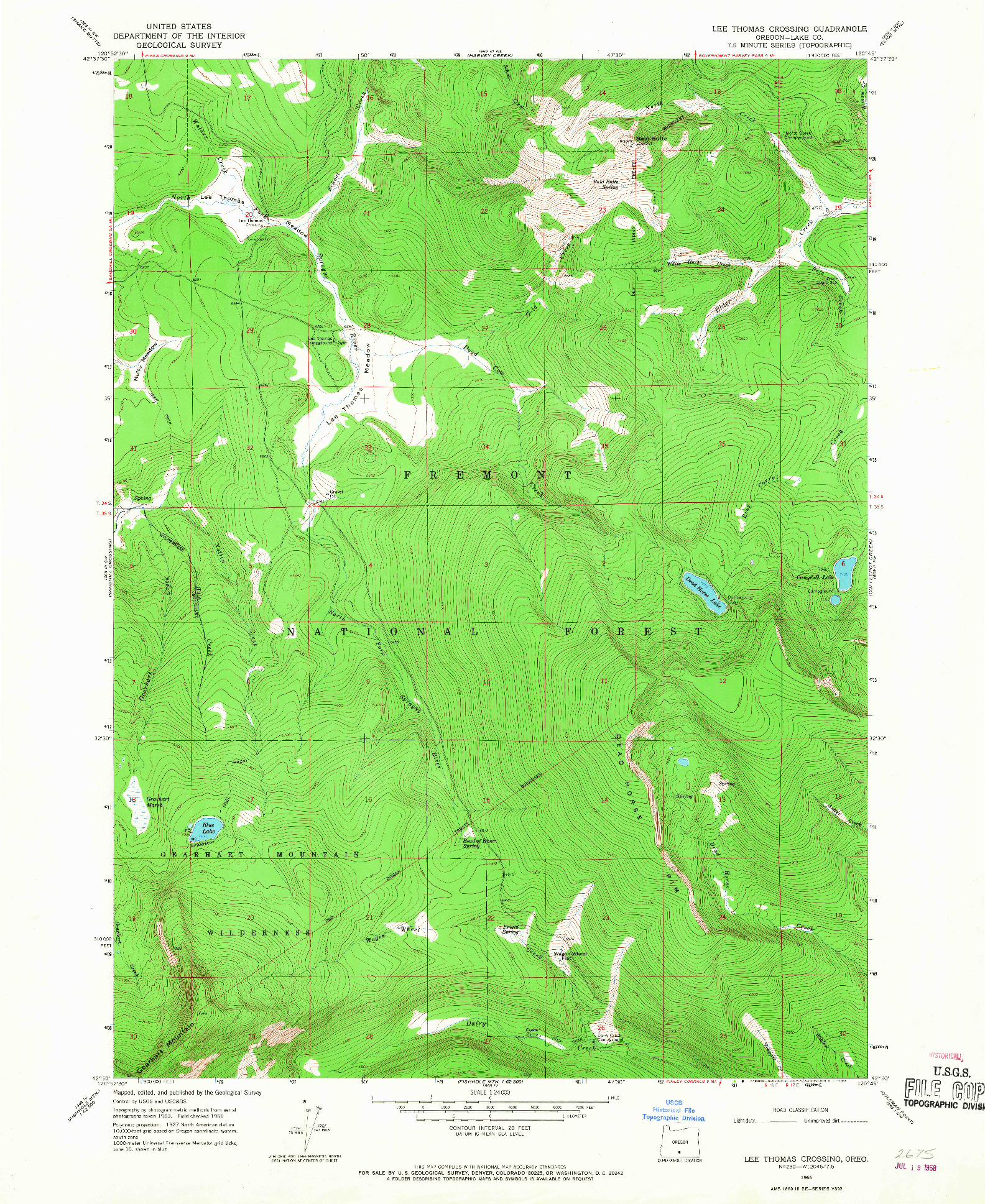 USGS 1:24000-SCALE QUADRANGLE FOR LEE THOMAS CROSSING, OR 1966