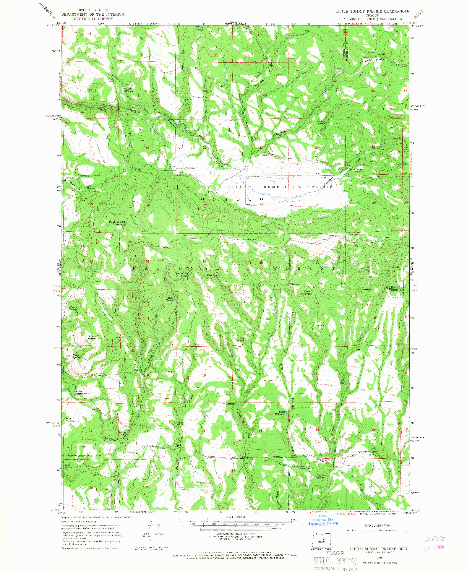 USGS 1:24000-SCALE QUADRANGLE FOR LITTLE SUMMIT PRAIRIE, OR 1966