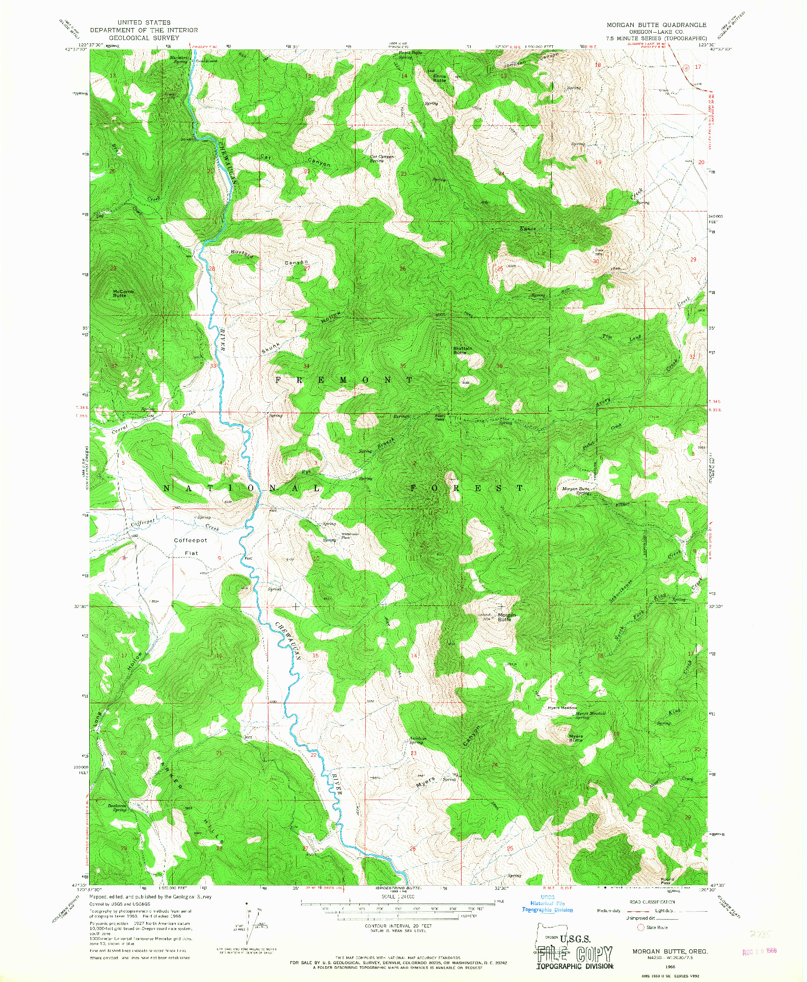 USGS 1:24000-SCALE QUADRANGLE FOR MORGAN BUTTE, OR 1966