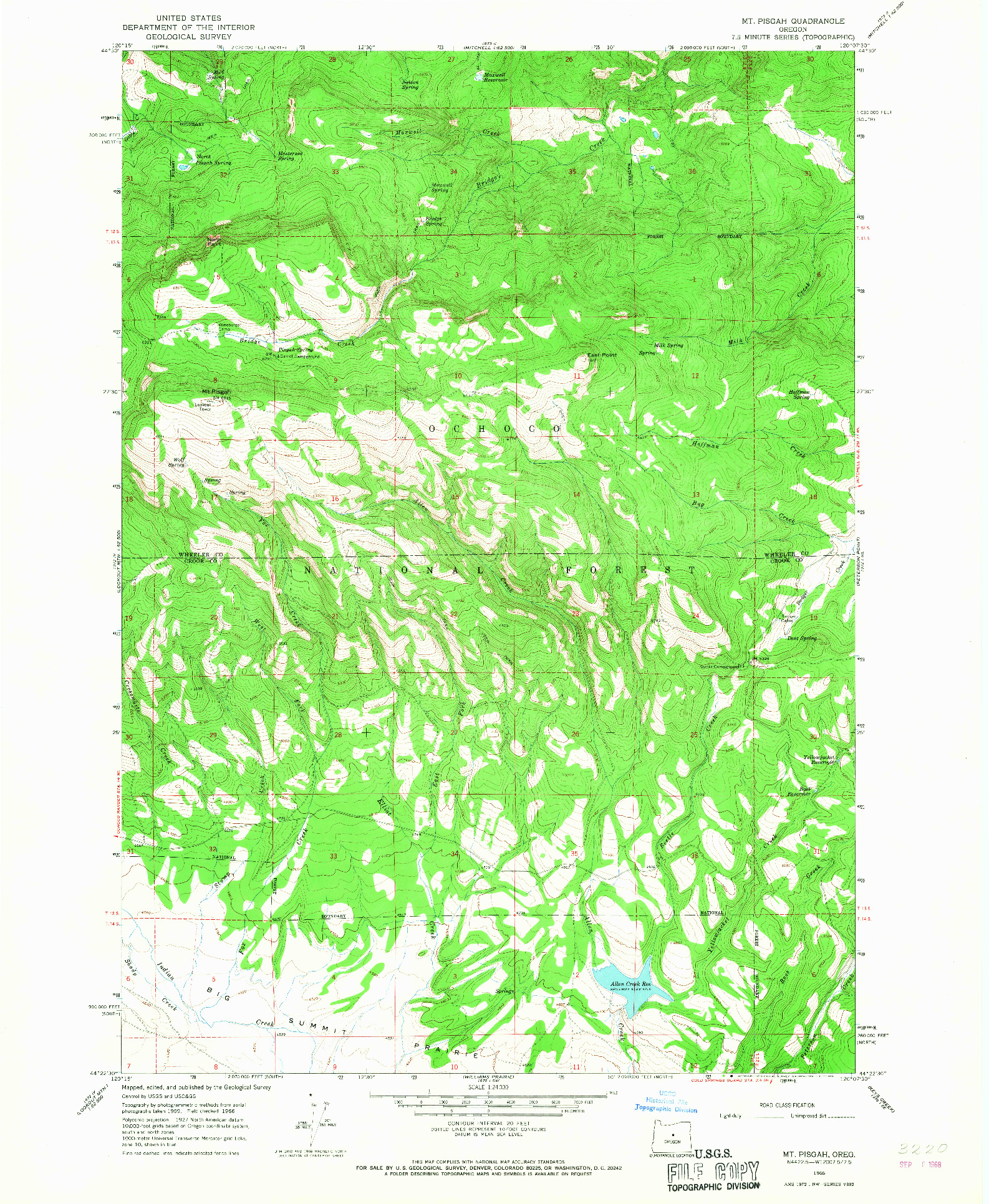 USGS 1:24000-SCALE QUADRANGLE FOR MT. PISGAH, OR 1966