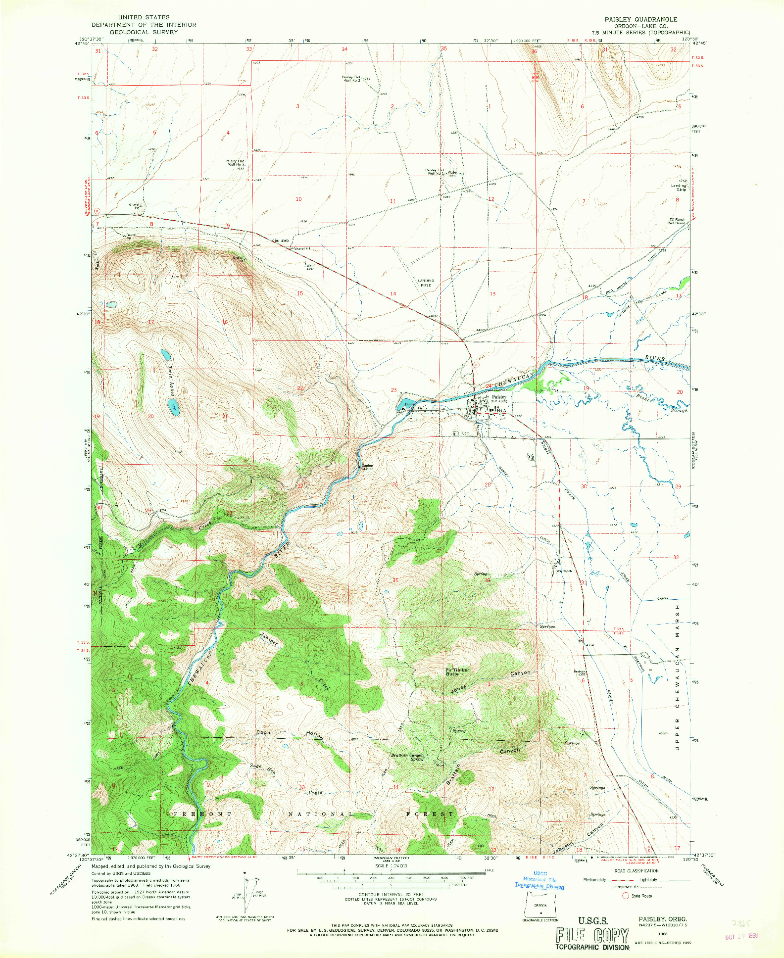USGS 1:24000-SCALE QUADRANGLE FOR PAISLEY, OR 1966