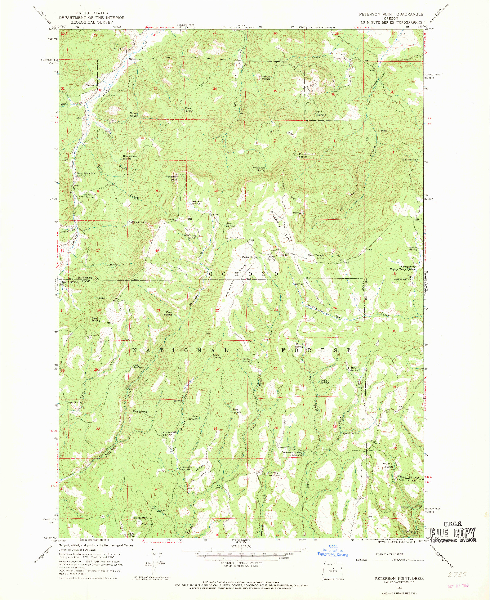 USGS 1:24000-SCALE QUADRANGLE FOR PETERSON POINT, OR 1966