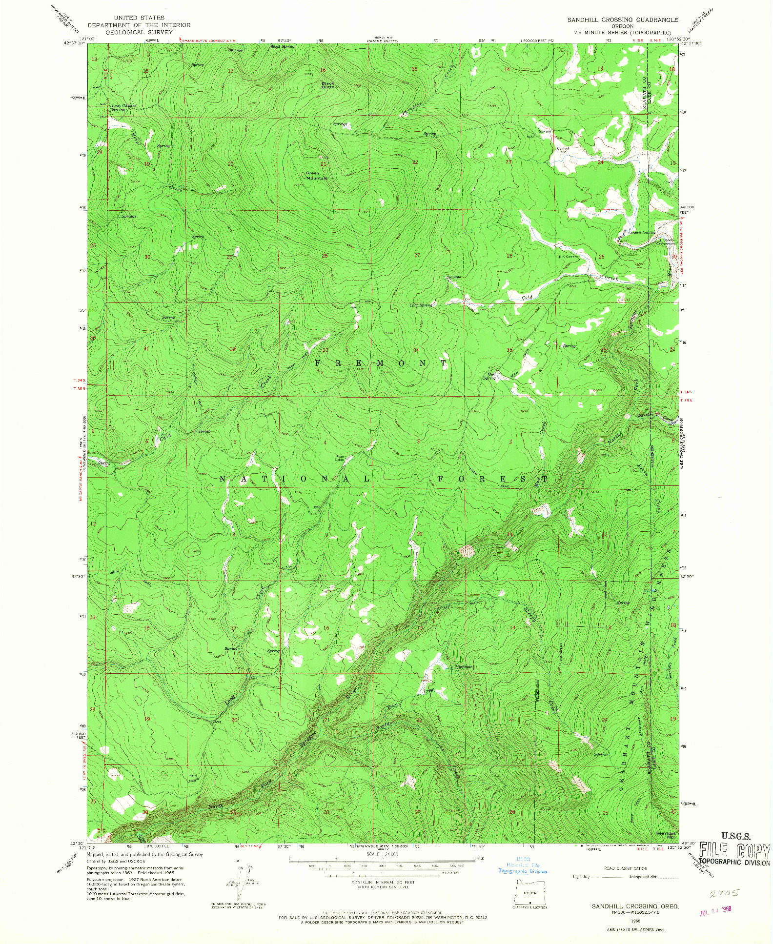 USGS 1:24000-SCALE QUADRANGLE FOR SANDHILL CROSSING, OR 1966