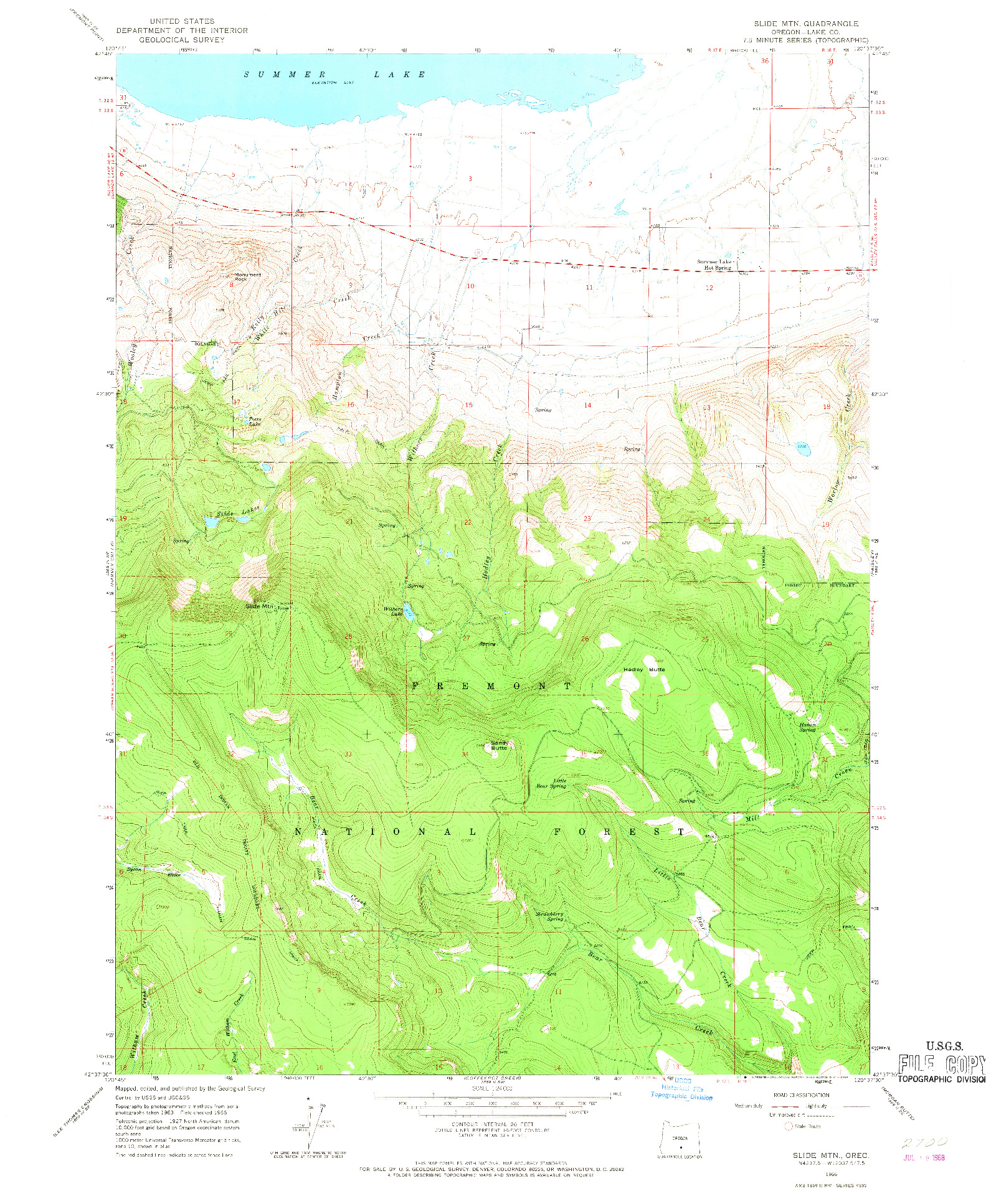 USGS 1:24000-SCALE QUADRANGLE FOR SLIDE MTN, OR 1966