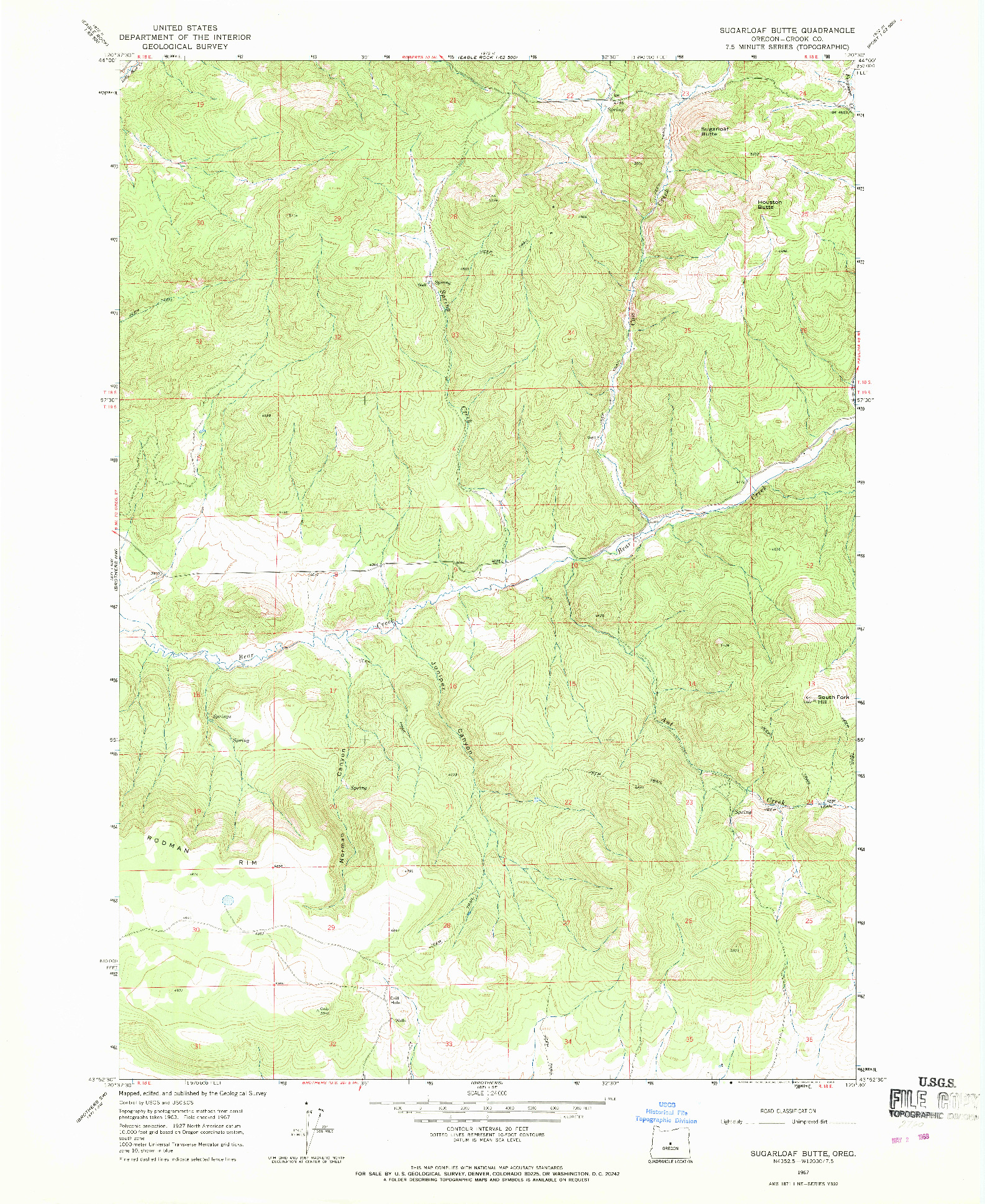 USGS 1:24000-SCALE QUADRANGLE FOR SUGARLOAF BUTTE, OR 1967