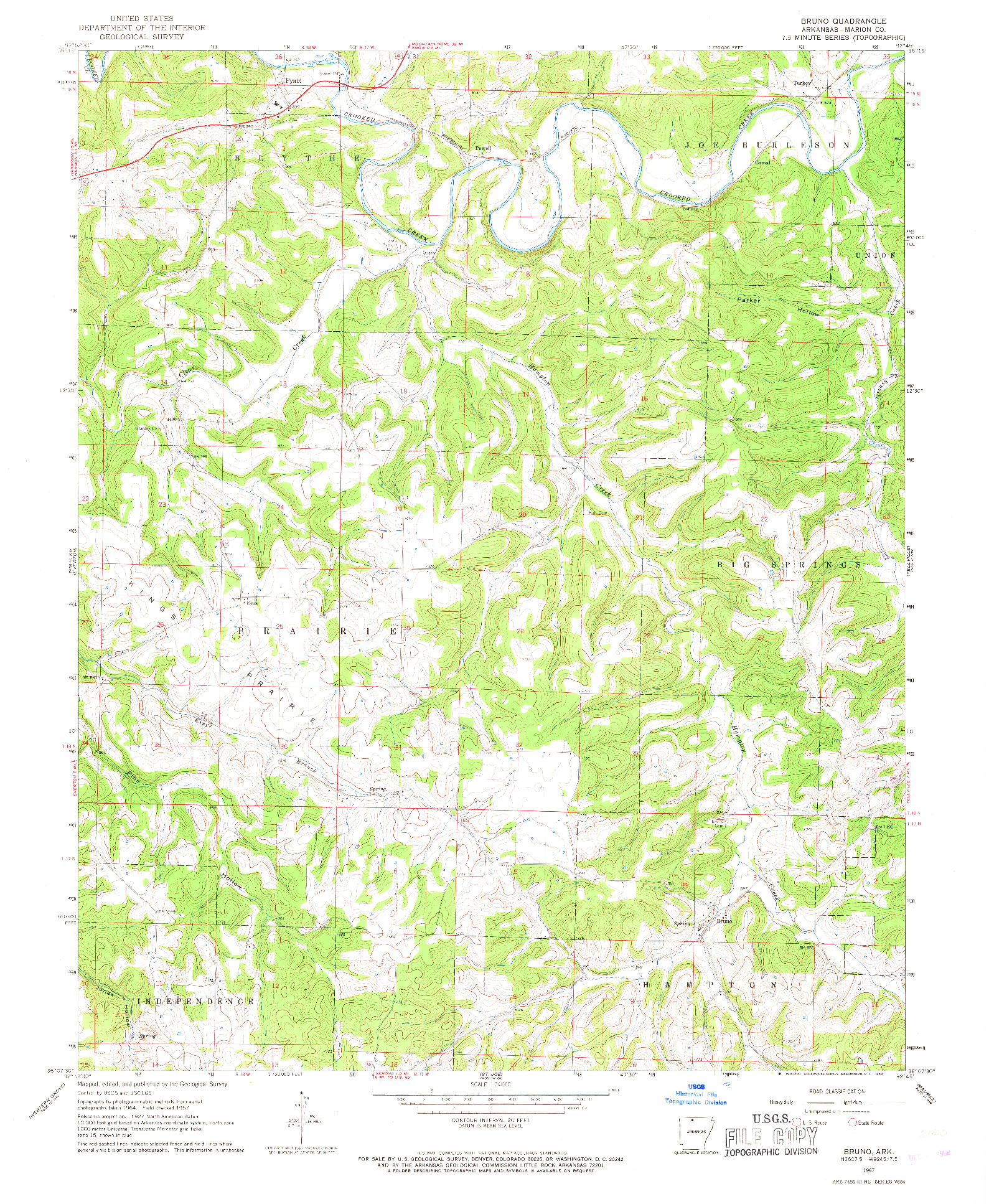 USGS 1:24000-SCALE QUADRANGLE FOR BRUNO, AR 1967