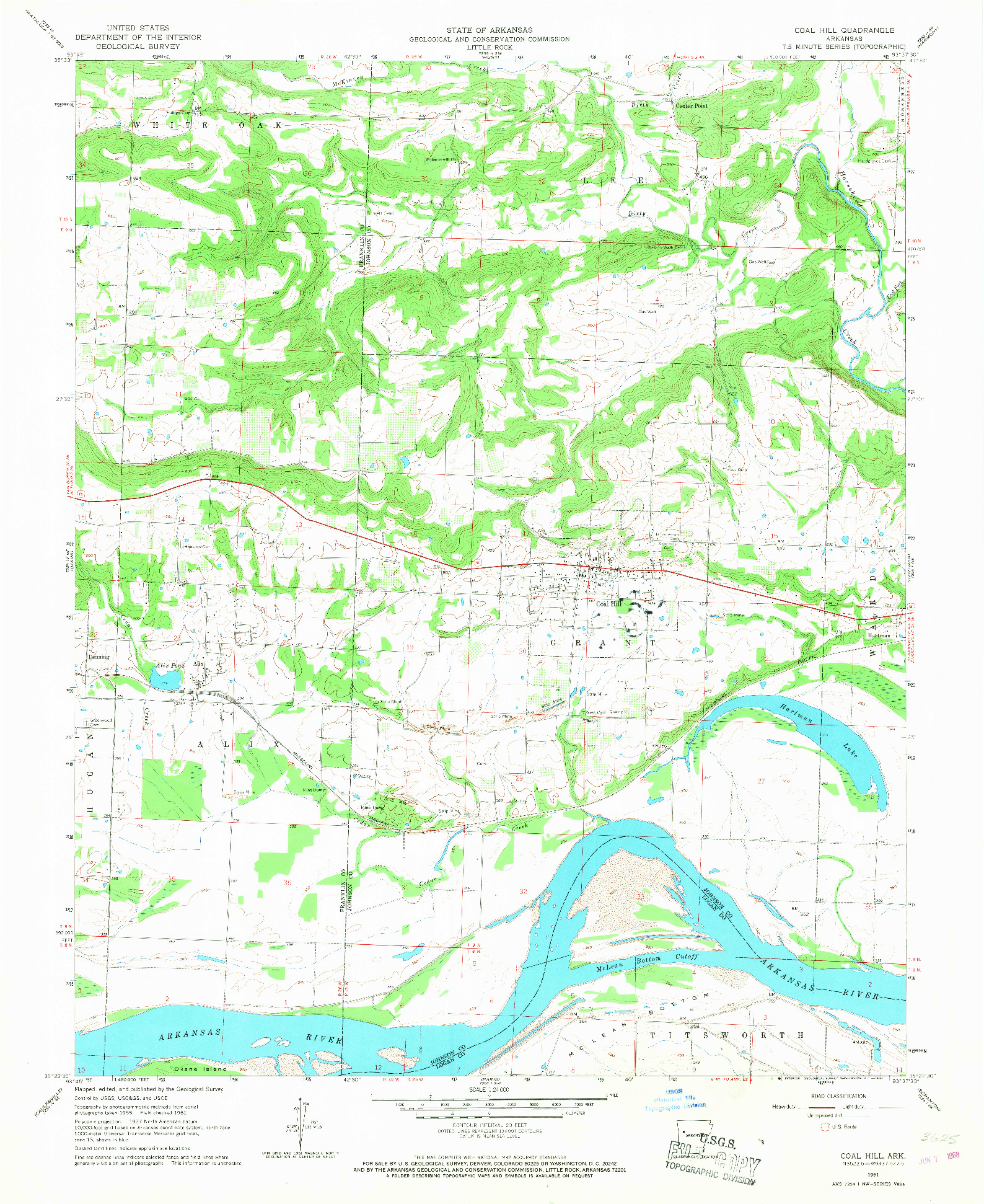 USGS 1:24000-SCALE QUADRANGLE FOR COAL HILL, AR 1961