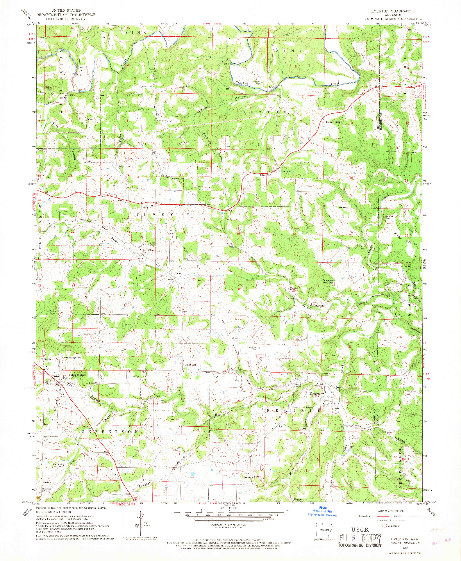 USGS 1:24000-SCALE QUADRANGLE FOR EVERTON, AR 1967