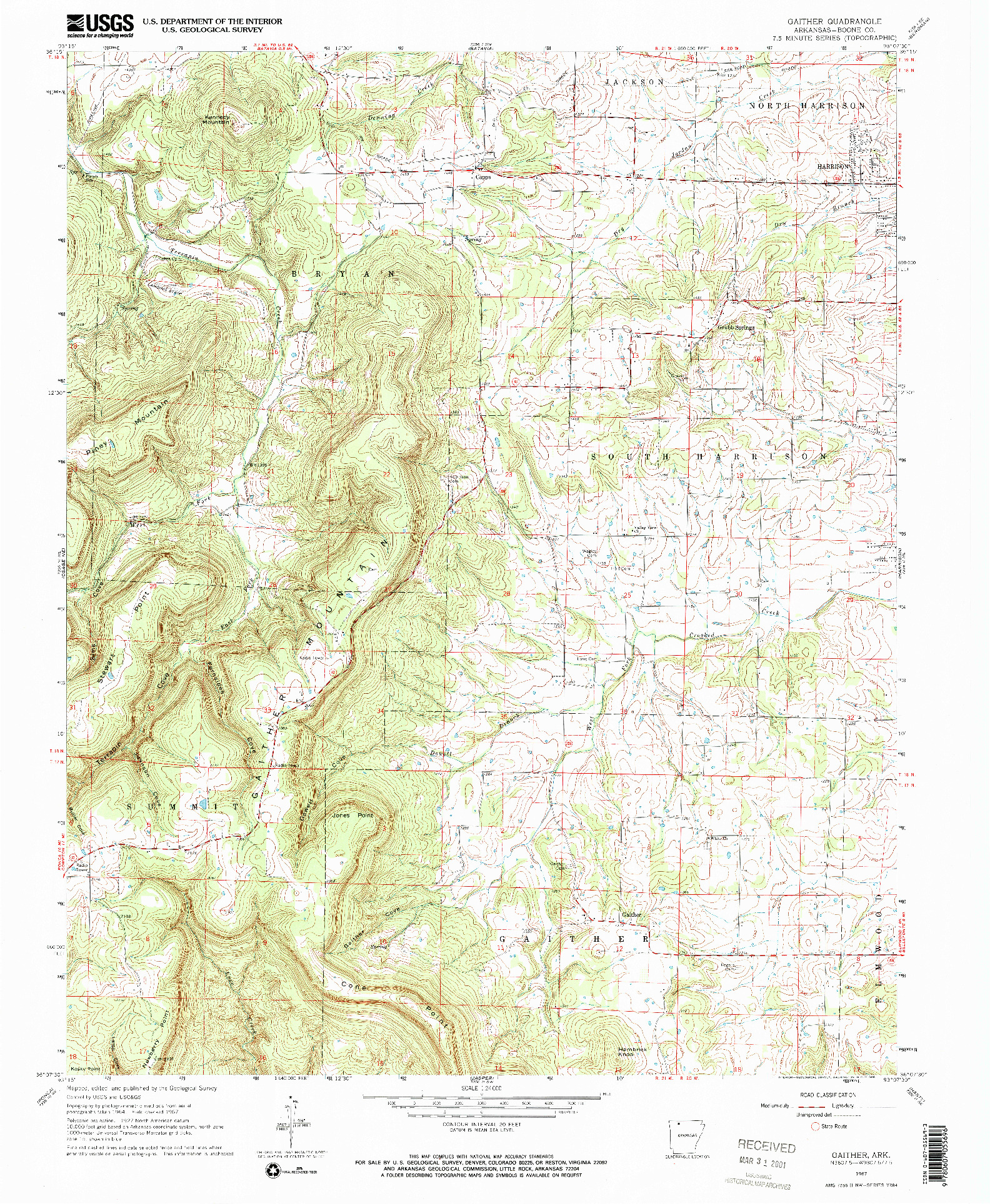 USGS 1:24000-SCALE QUADRANGLE FOR GAITHER, AR 1967