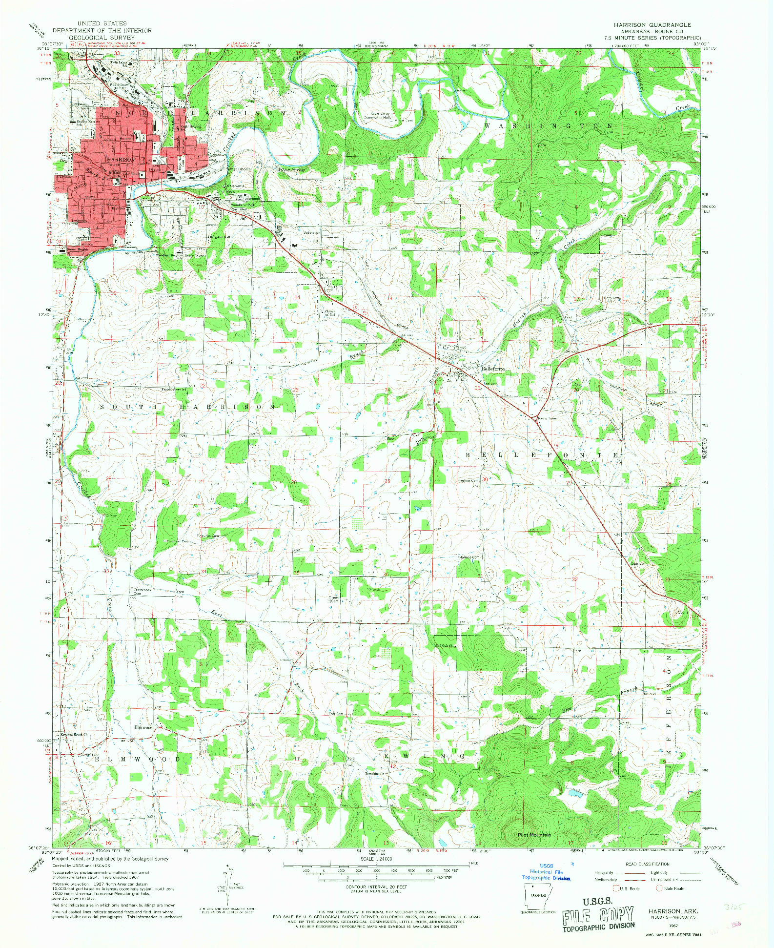 USGS 1:24000-SCALE QUADRANGLE FOR HARRISON, AR 1967