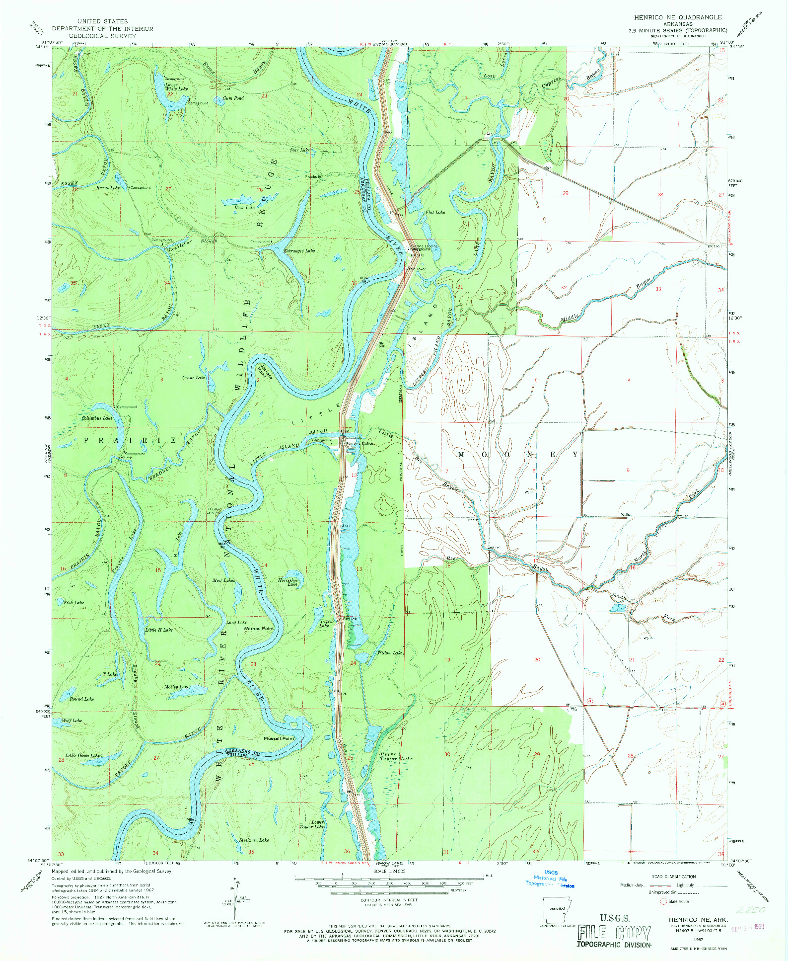 USGS 1:24000-SCALE QUADRANGLE FOR HENRICO NE, AR 1967