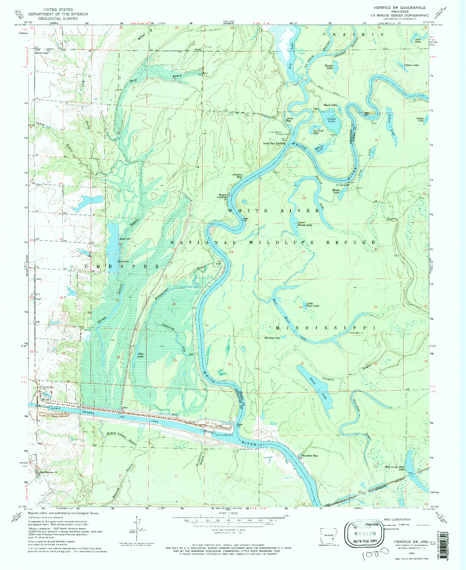 USGS 1:24000-SCALE QUADRANGLE FOR HENRICO SW, AR 1967