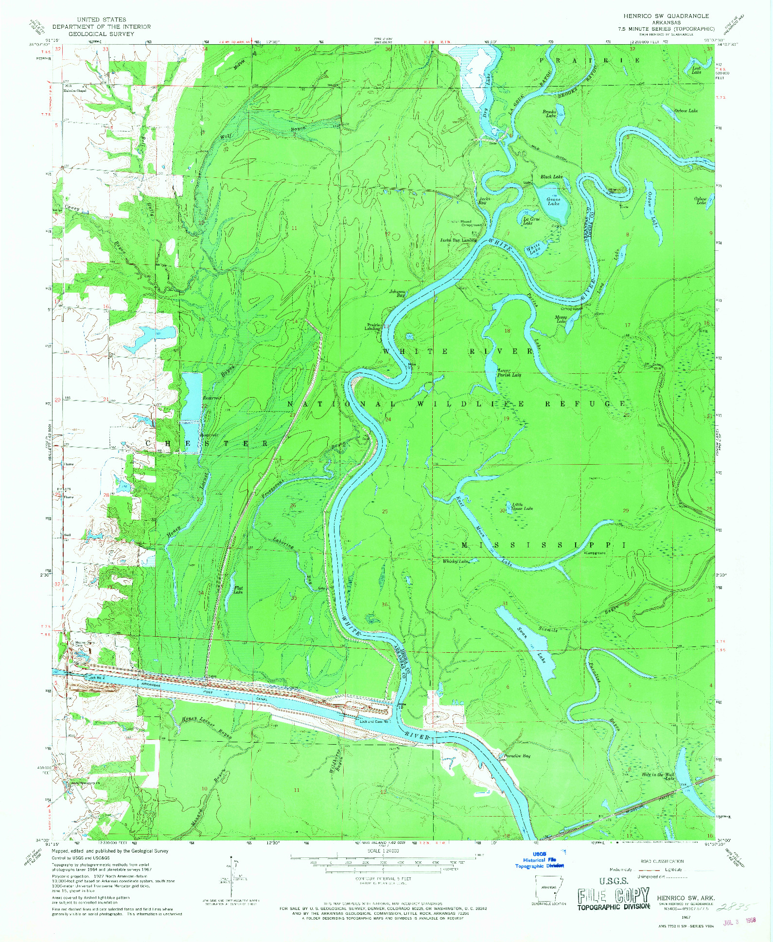 USGS 1:24000-SCALE QUADRANGLE FOR HENRICO SW, AR 1967