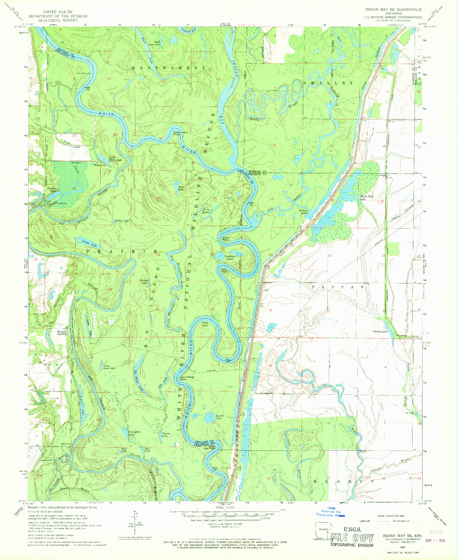 USGS 1:24000-SCALE QUADRANGLE FOR INDIAN BAY SE, AR 1967