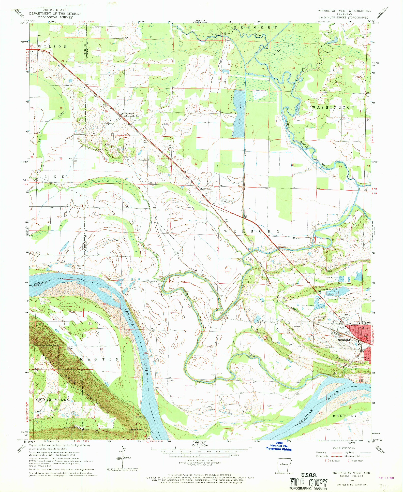 USGS 1:24000-SCALE QUADRANGLE FOR MORRILTON WEST, AR 1961