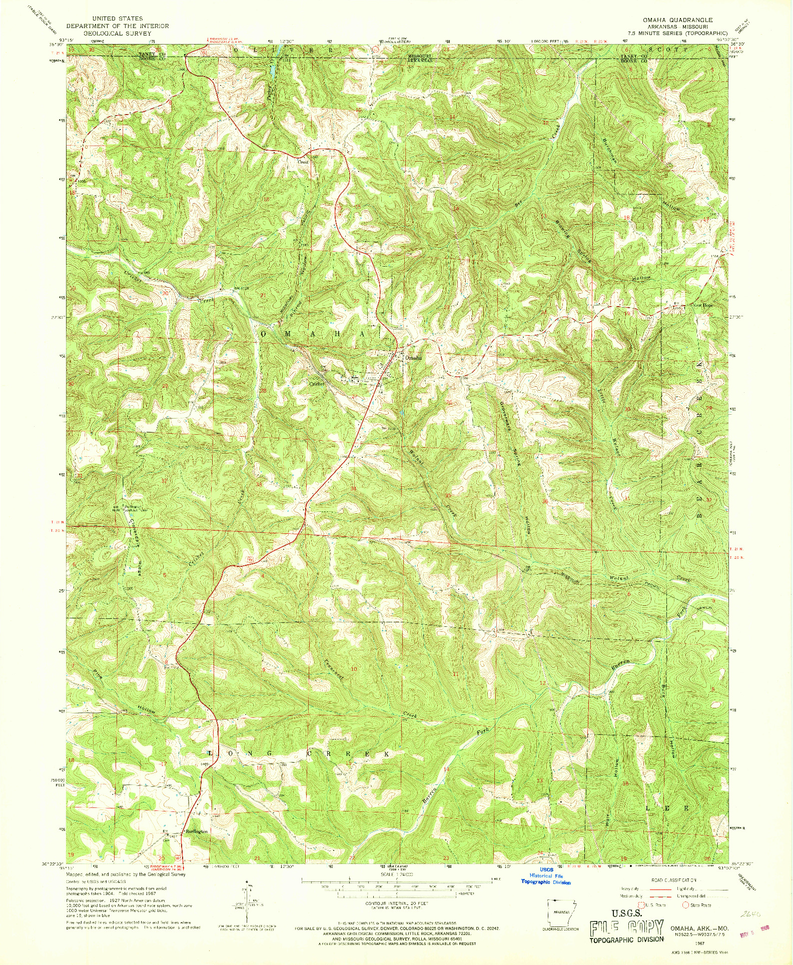 USGS 1:24000-SCALE QUADRANGLE FOR OMAHA, AR 1967