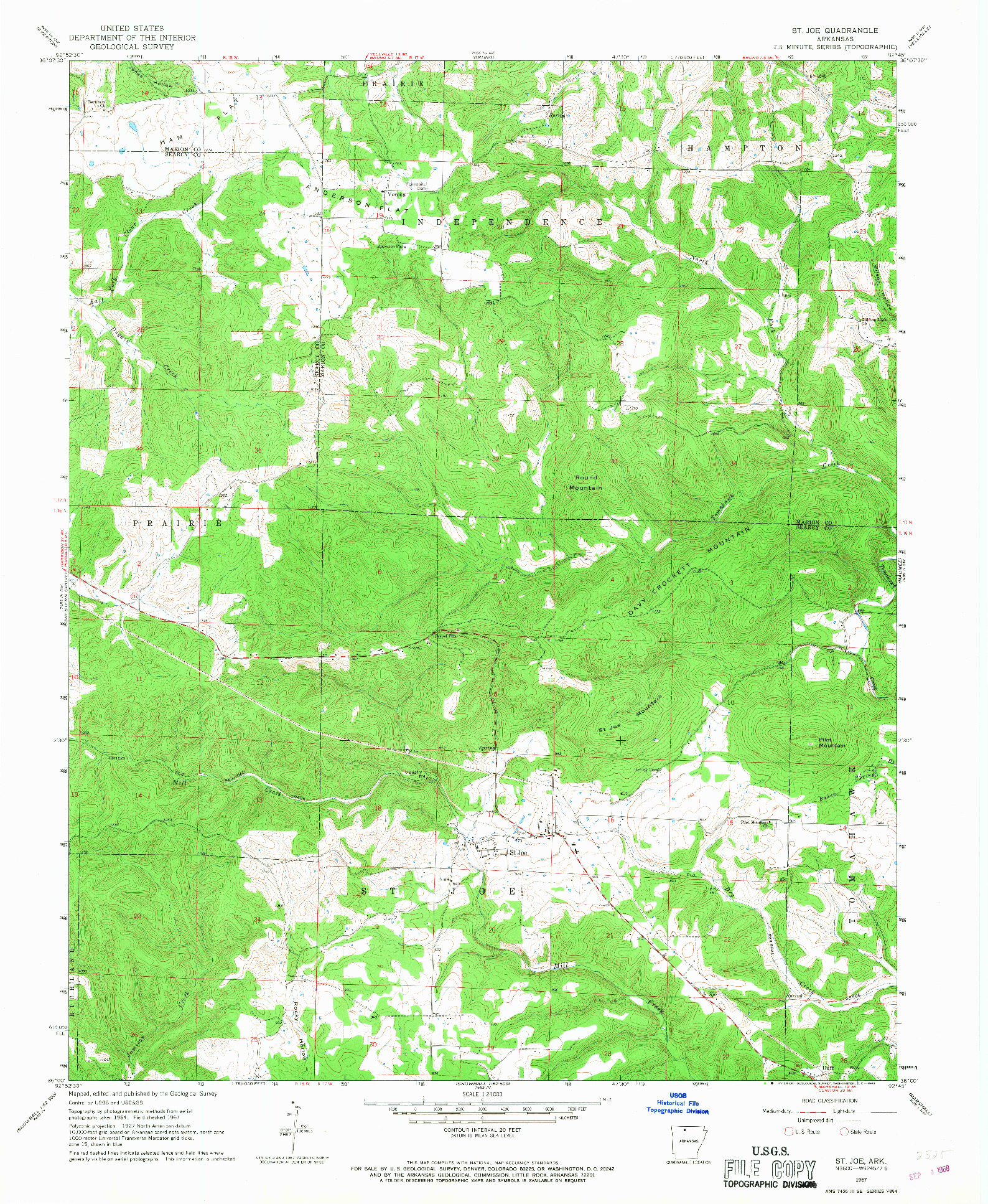 USGS 1:24000-SCALE QUADRANGLE FOR ST. JOE, AR 1967