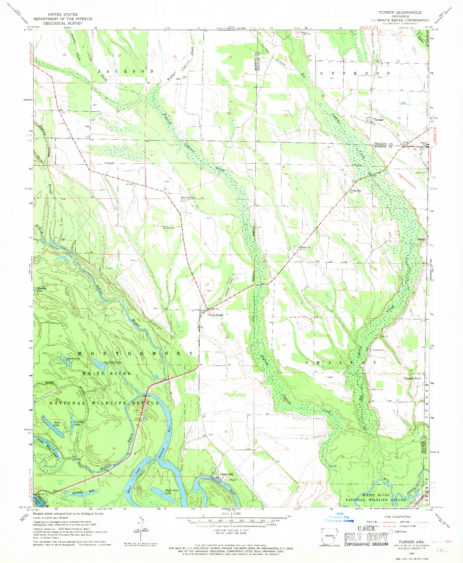 USGS 1:24000-SCALE QUADRANGLE FOR TURNER, AR 1967